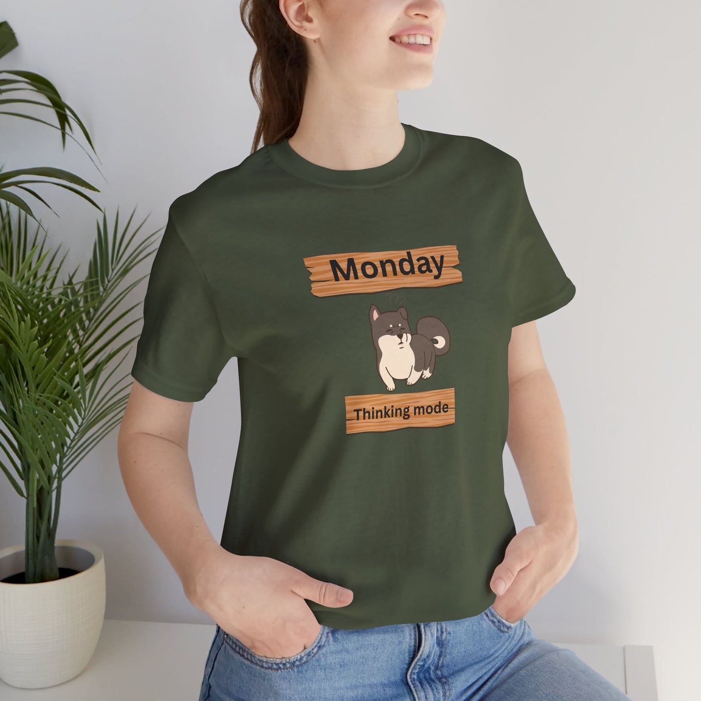 Monday Thinking Mode T-Shirt — Cute Shiba Inu Graphic Tee
