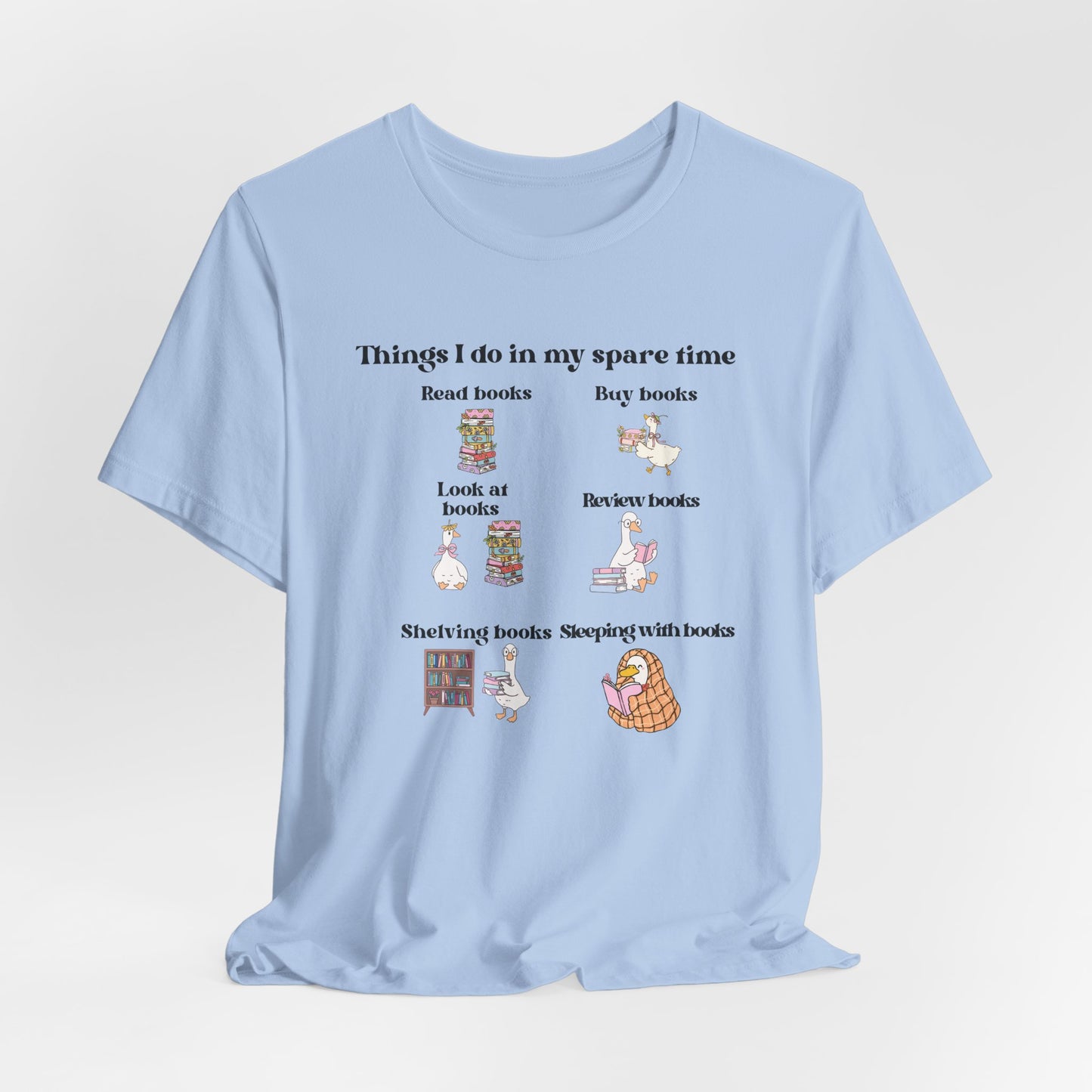 Book Lover T‑Shirt — "Things I Do in My Spare Time" Illustrated Reading Checklist