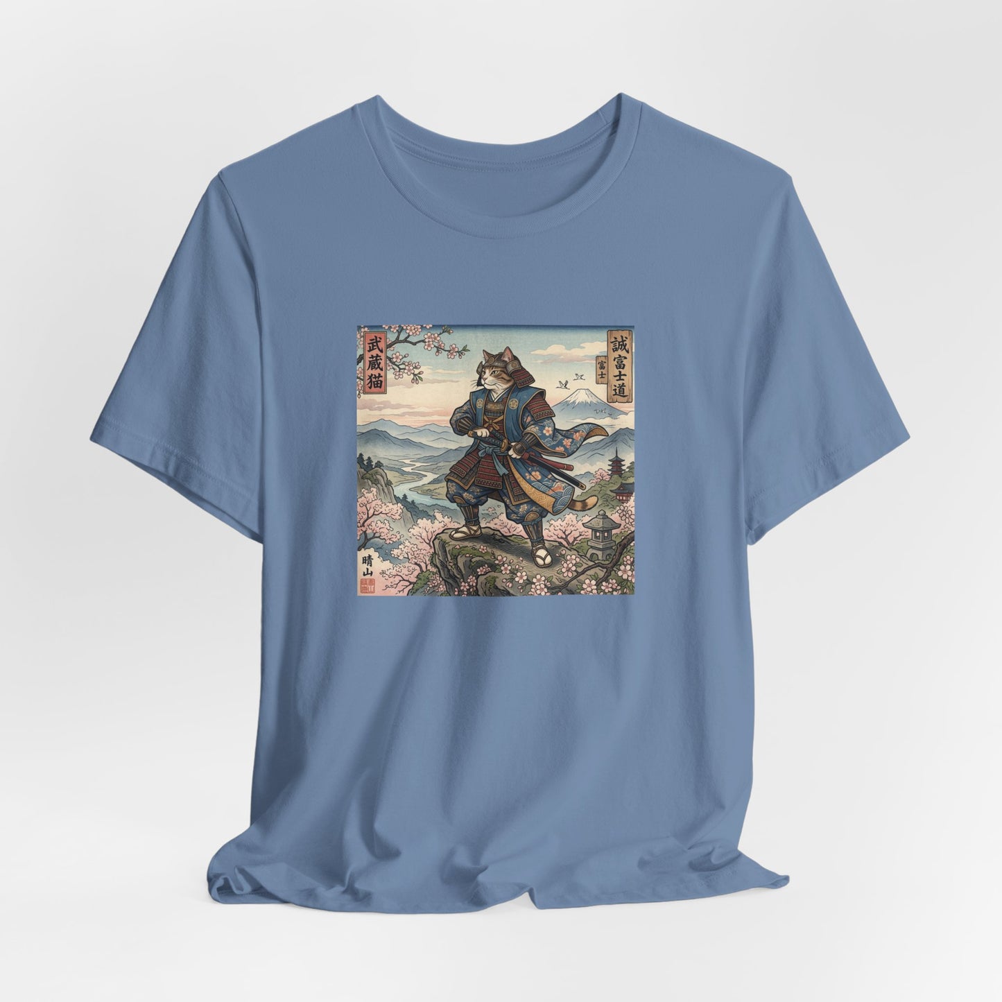 Samurai Cat Graphic Tee — Japanese Ukiyo-e Inspired Anime T-Shirt