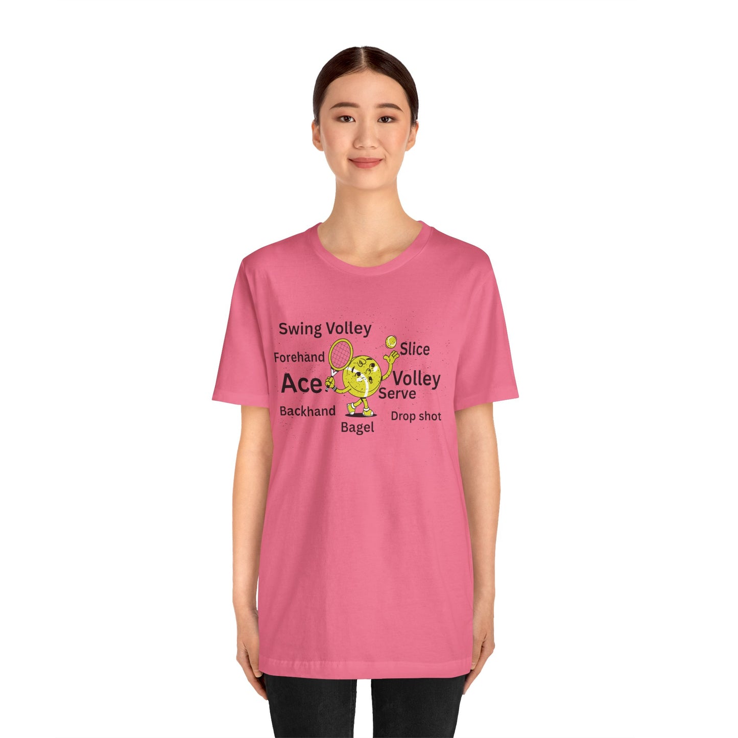 Tennis Ace Graphic Tee — Cute Tennis Ball Illustration with Terms (Ace, Volley, Serve)