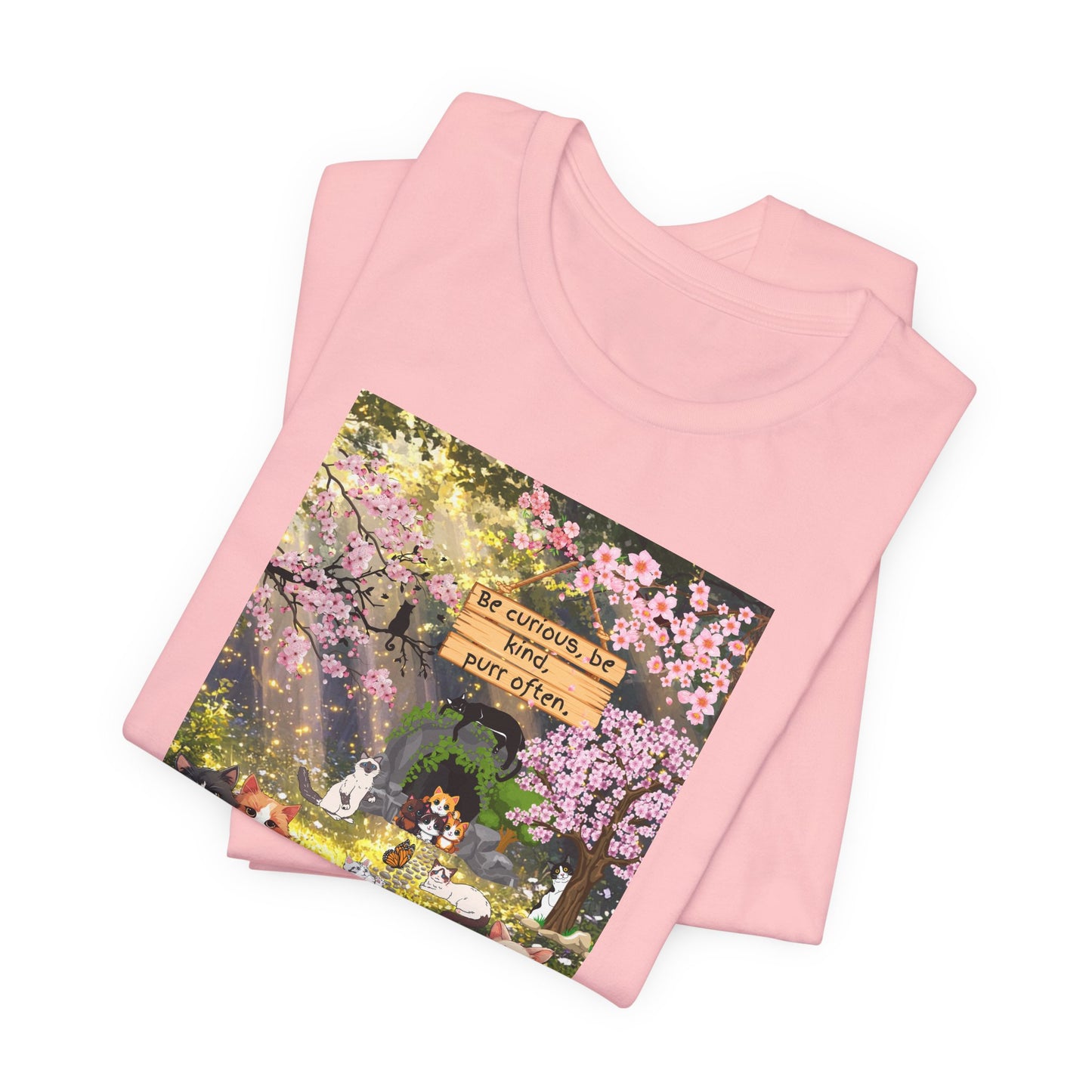 T-Shirt — Spring Dog Park Scene with 'Be Curious Not Critical' Quote