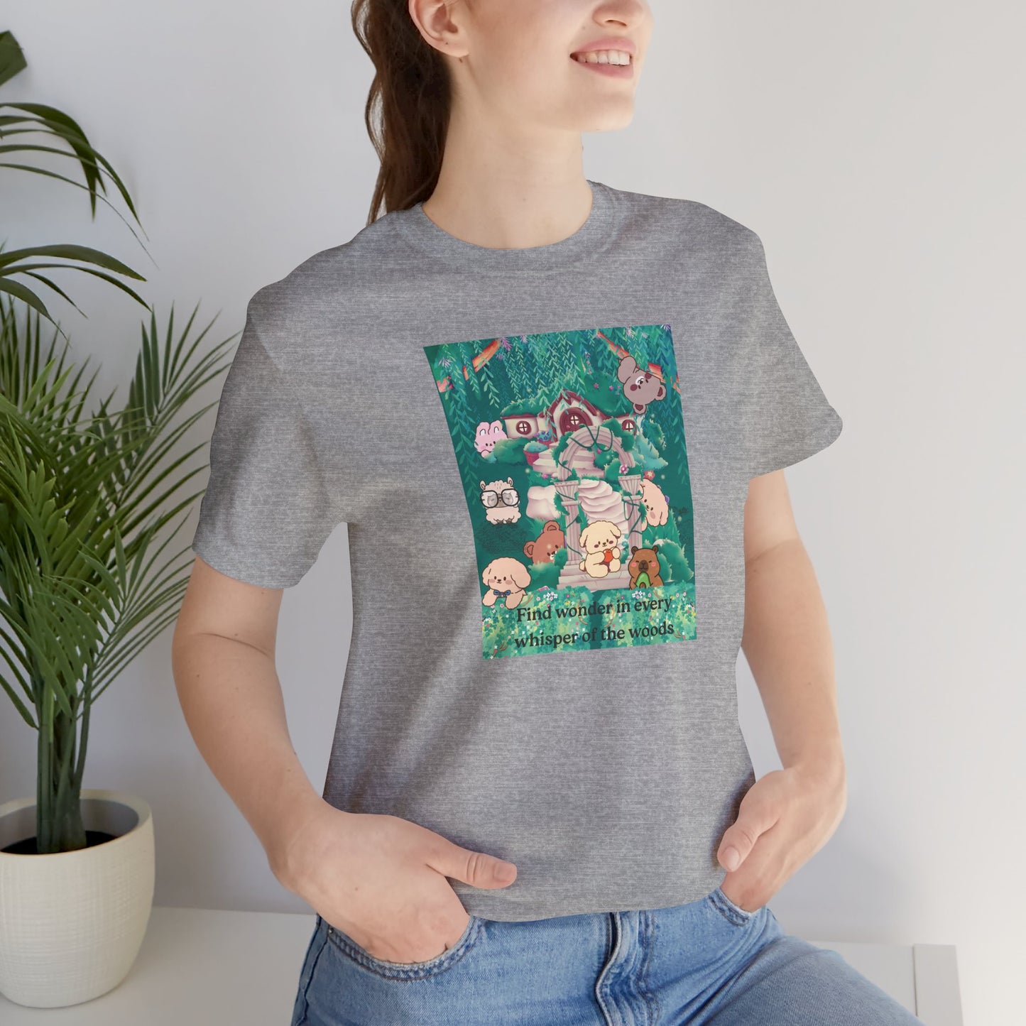T-Shirt — 'Find Wonder in Every Whisper of the Woods' Cute Forest Animals Graphic Tee