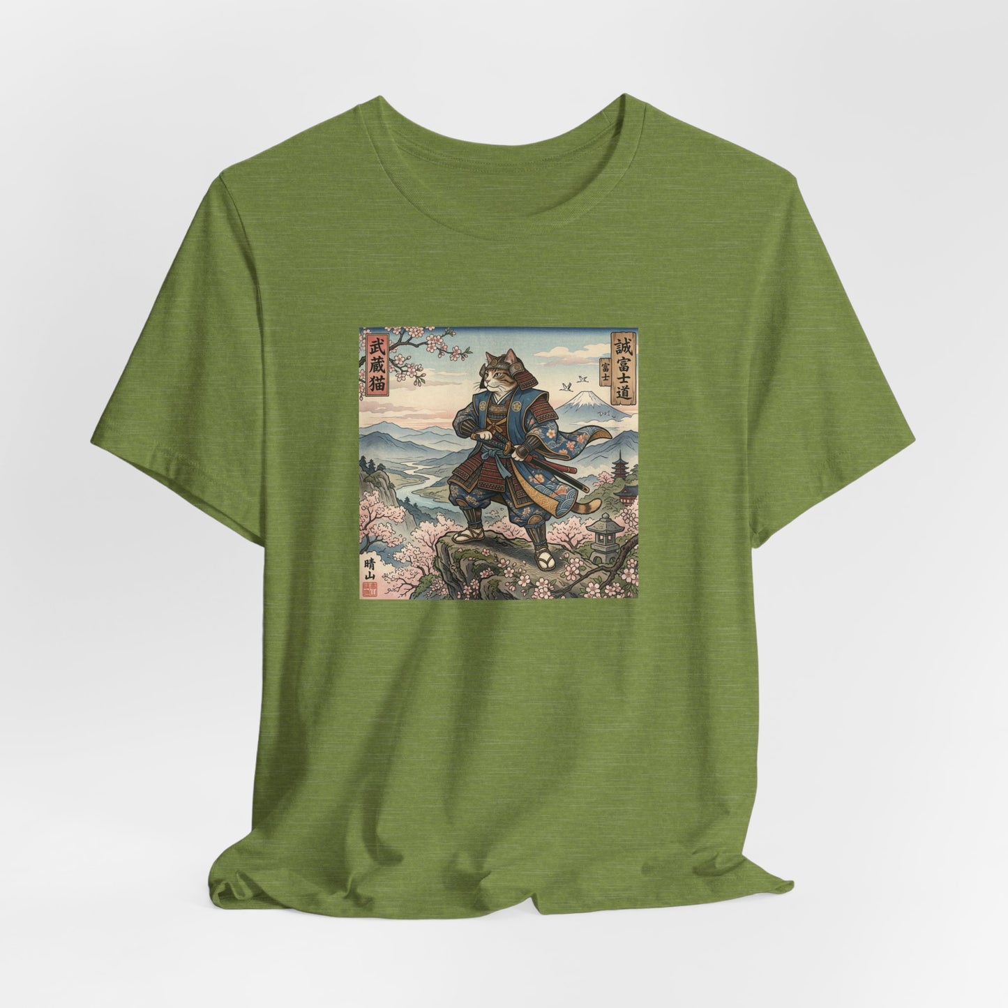 Samurai Cat Graphic Tee — Japanese Ukiyo-e Inspired Anime T-Shirt