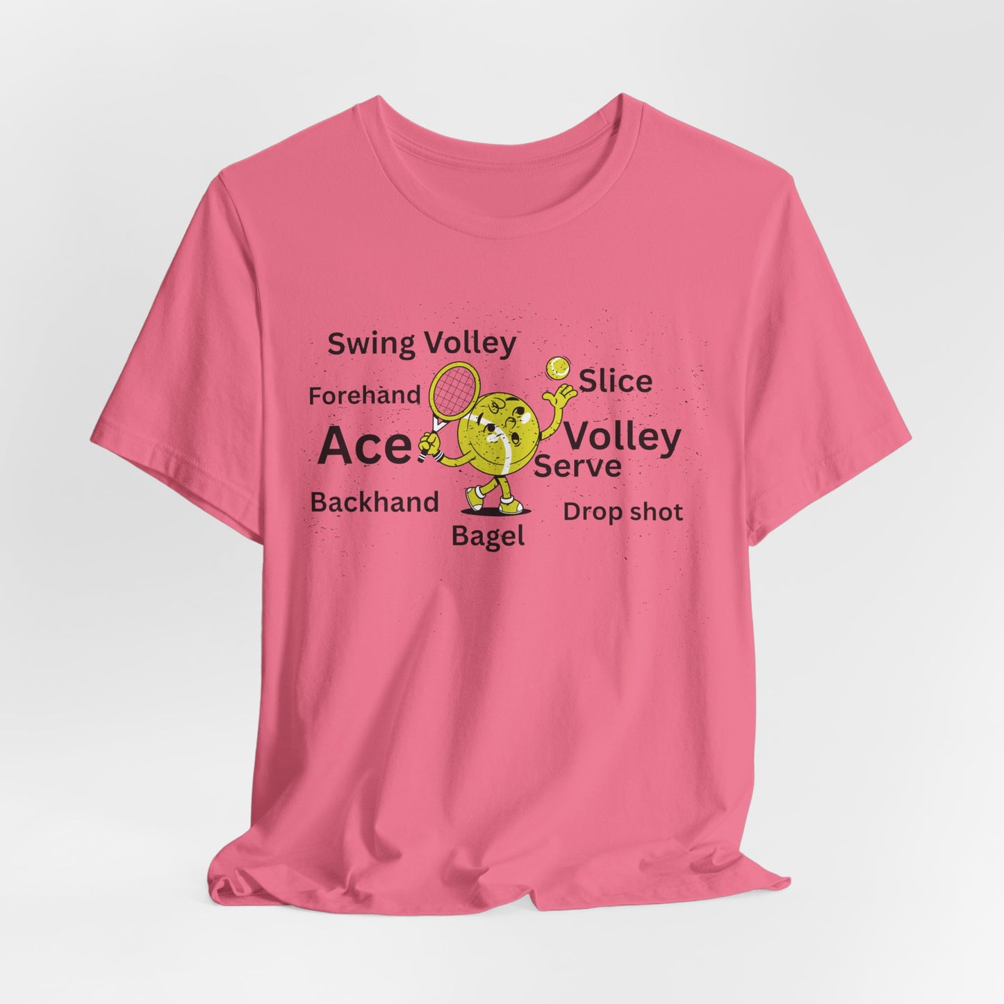 Tennis Ace Graphic Tee — Cute Tennis Ball Illustration with Terms (Ace, Volley, Serve)