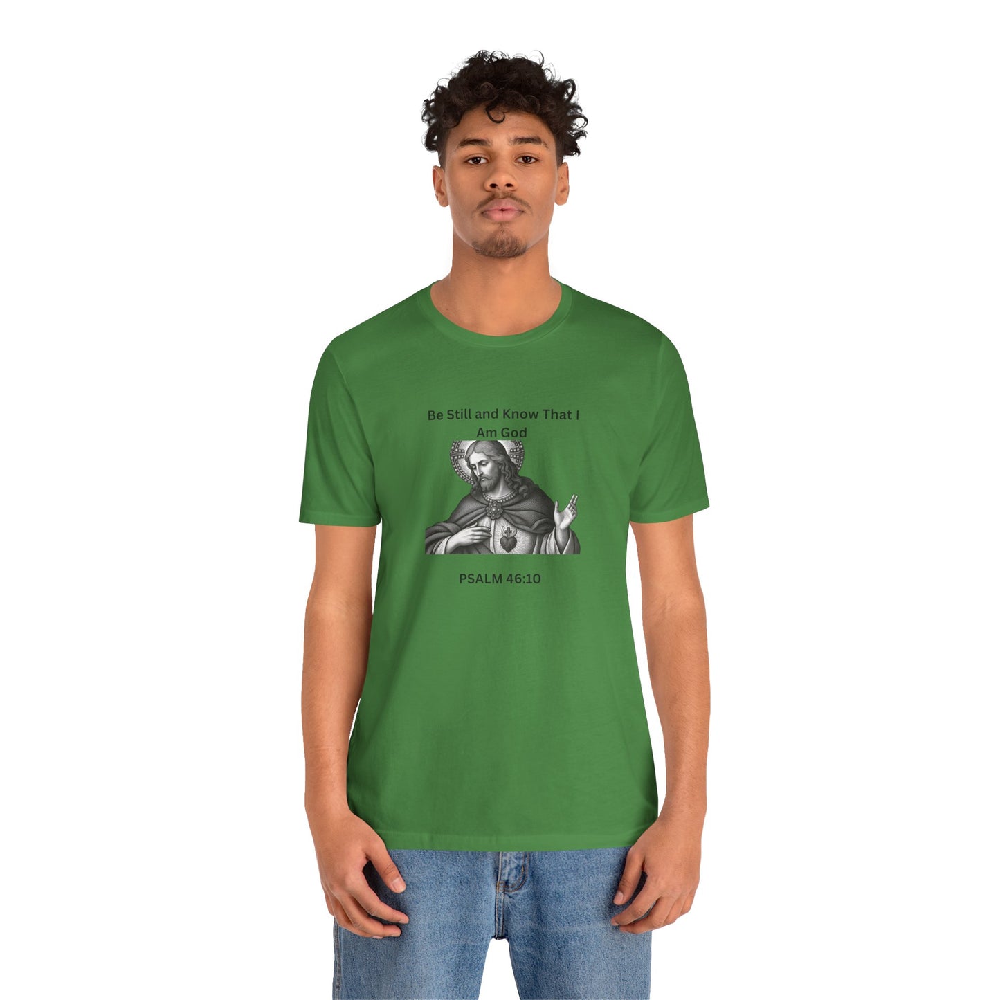 Religious T-Shirt — "Be Still and Know That I Am God" Psalm 46:10 Black and White Graphic Tee
