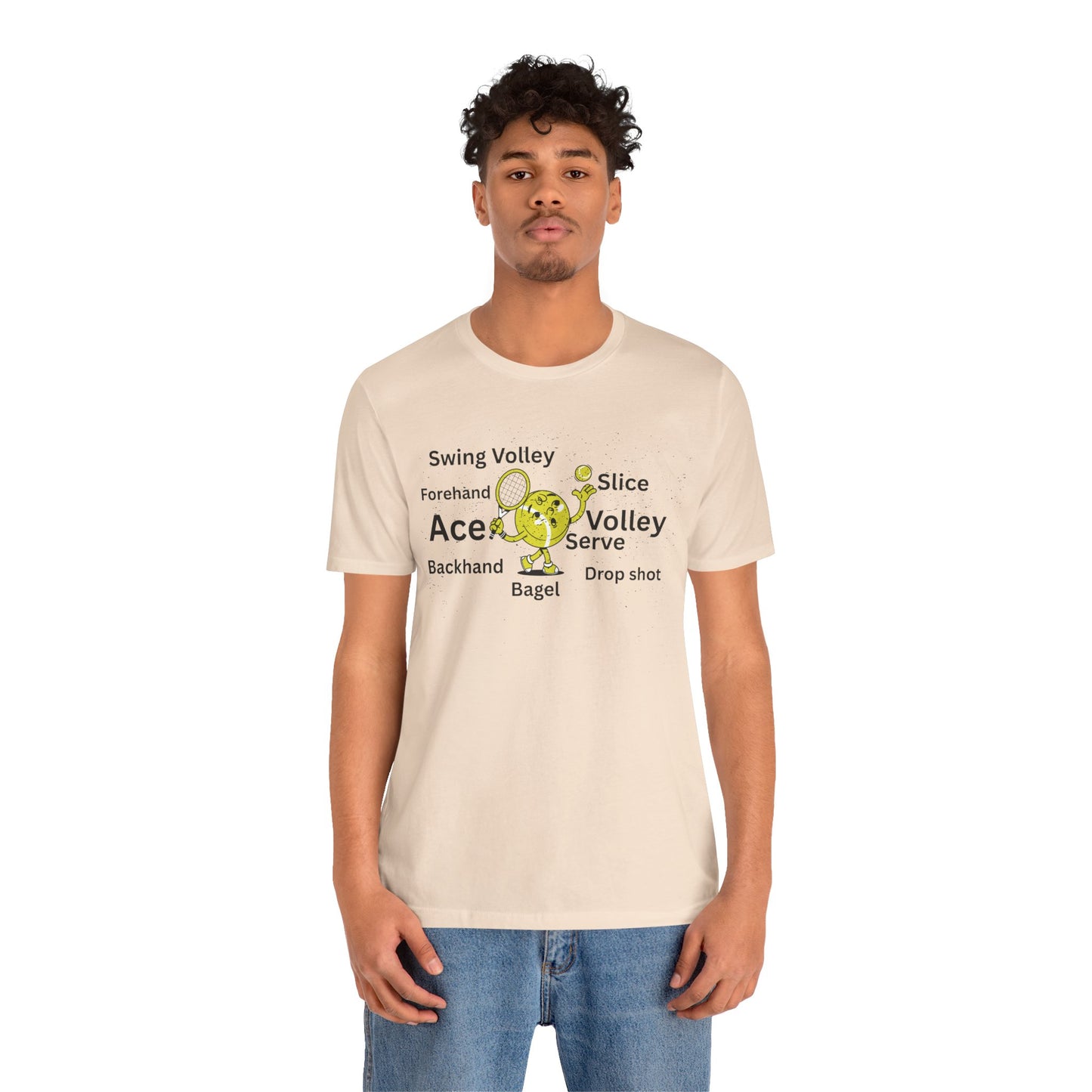 Tennis Ace Graphic Tee — Cute Tennis Ball Illustration with Terms (Ace, Volley, Serve)