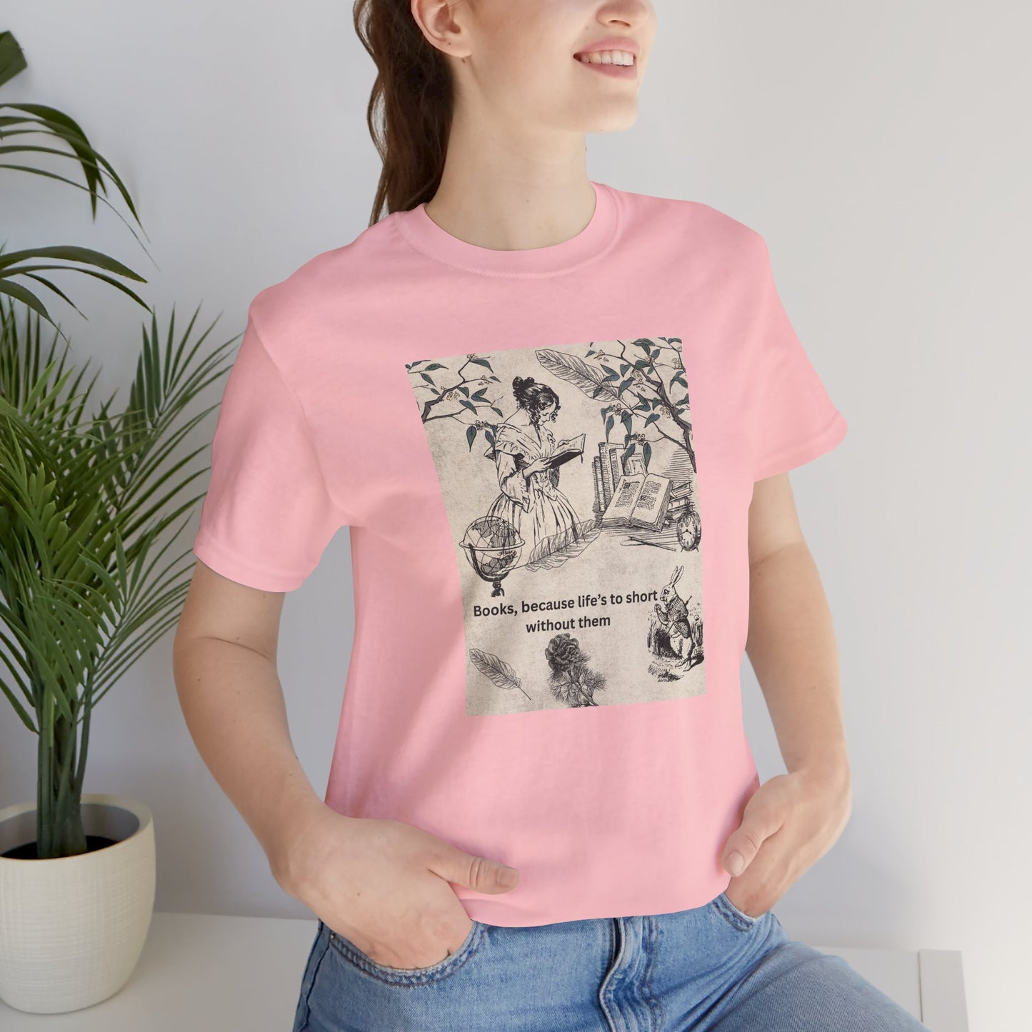 Vintage Reading Tee — "Books, because life’s too short without them"