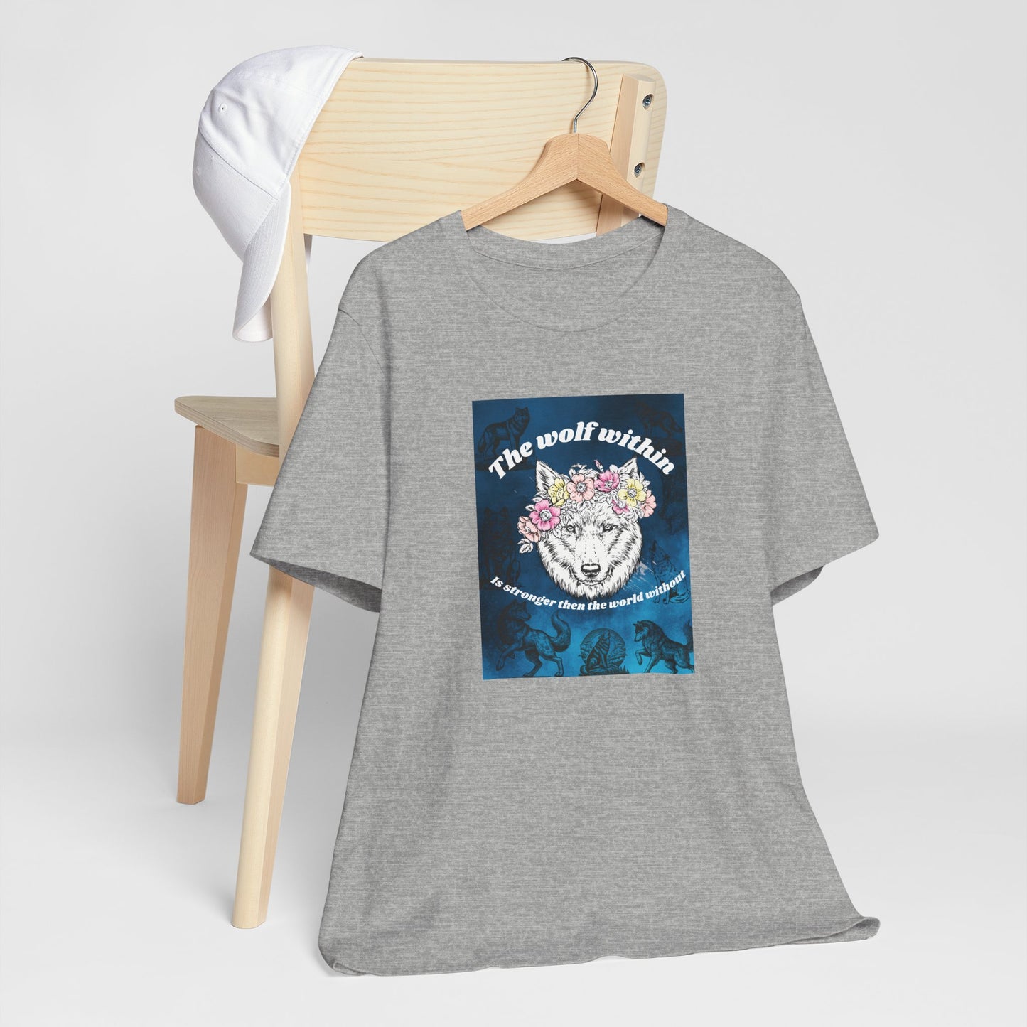 Wolf Within T‑Shirt — 'The wolf within' Floral Wolf Graphic Tee