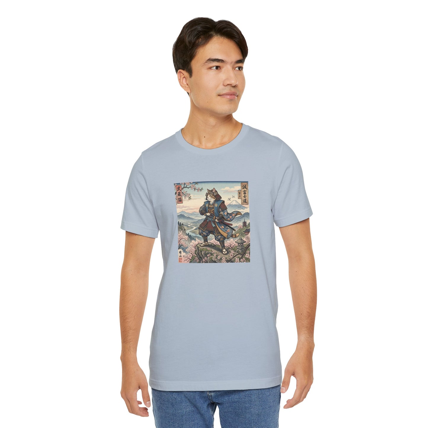 Samurai Cat Graphic Tee — Japanese Ukiyo-e Inspired Anime T-Shirt