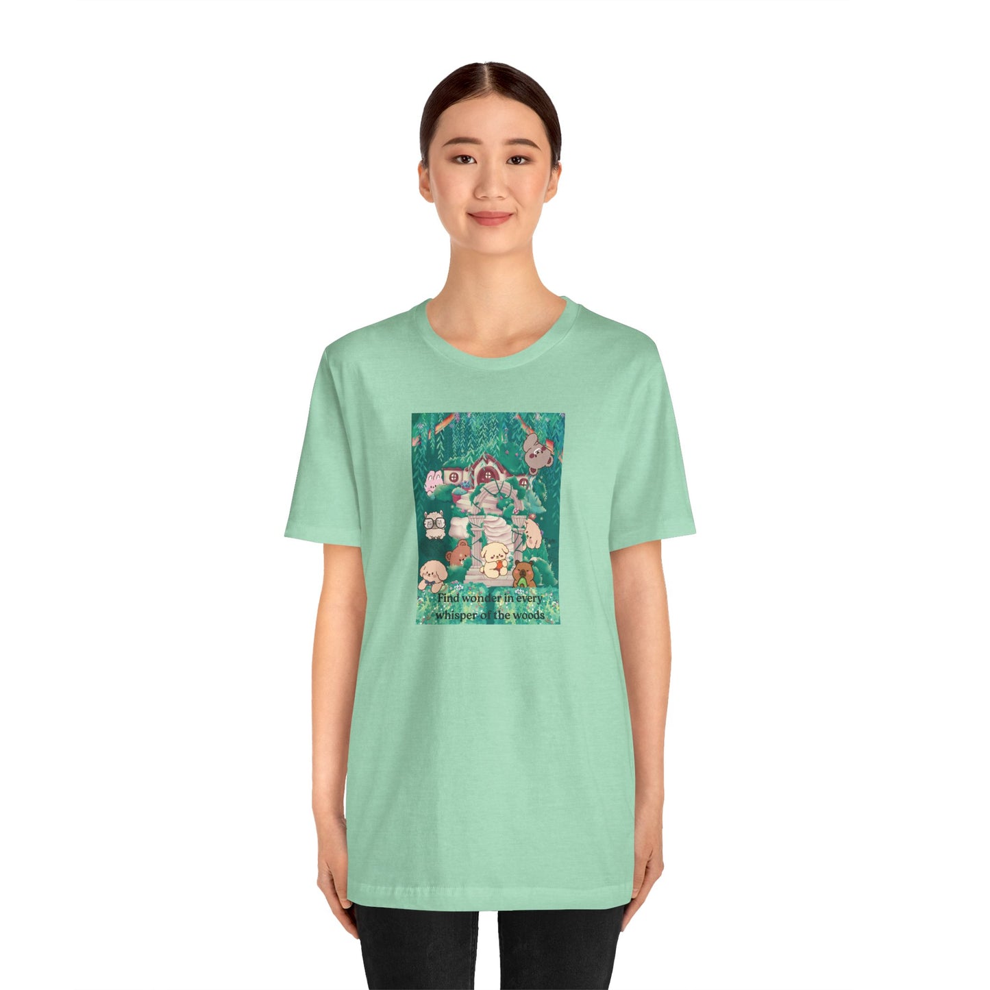 T-Shirt — 'Find Wonder in Every Whisper of the Woods' Cute Forest Animals Graphic Tee