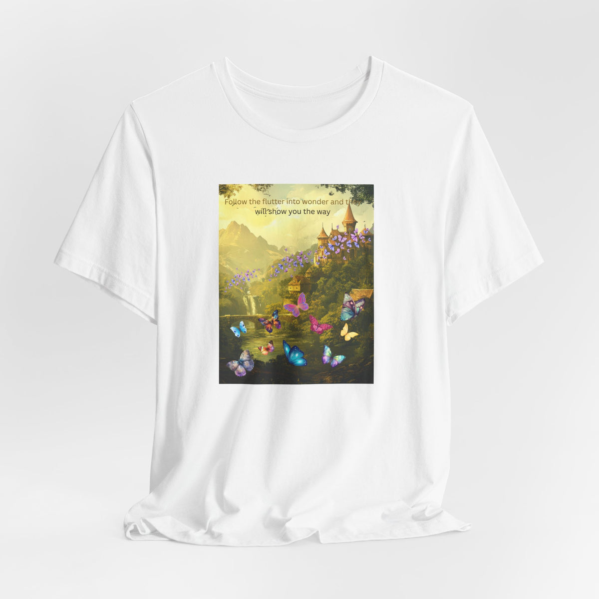 Inspirational Butterfly Tee — "Follow the Path You Were Meant to Walk" Scenic Graphic Shirt