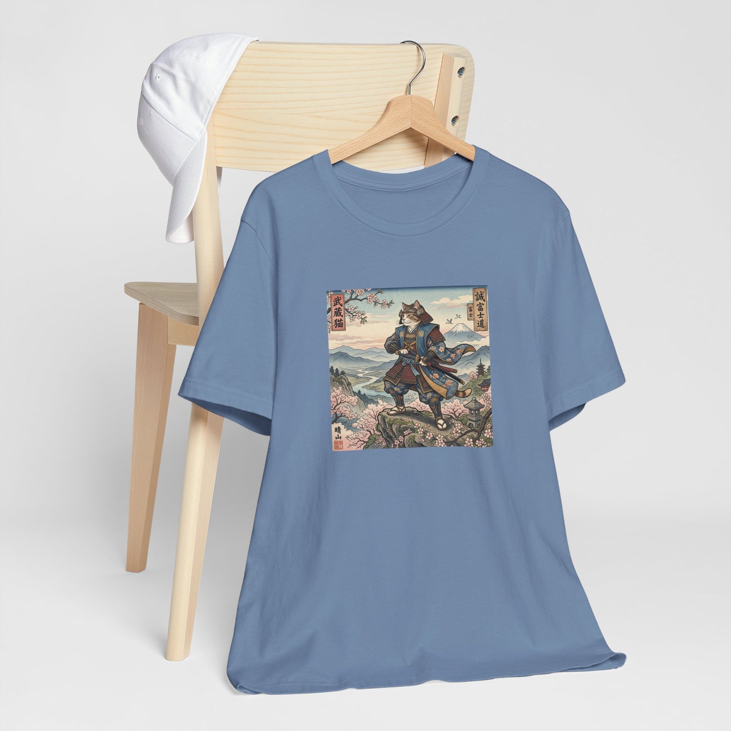 Samurai Cat Graphic Tee — Japanese Ukiyo-e Inspired Anime T-Shirt