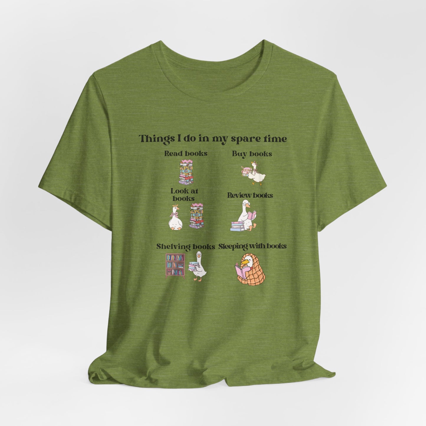 Book Lover T‑Shirt — "Things I Do in My Spare Time" Illustrated Reading Checklist