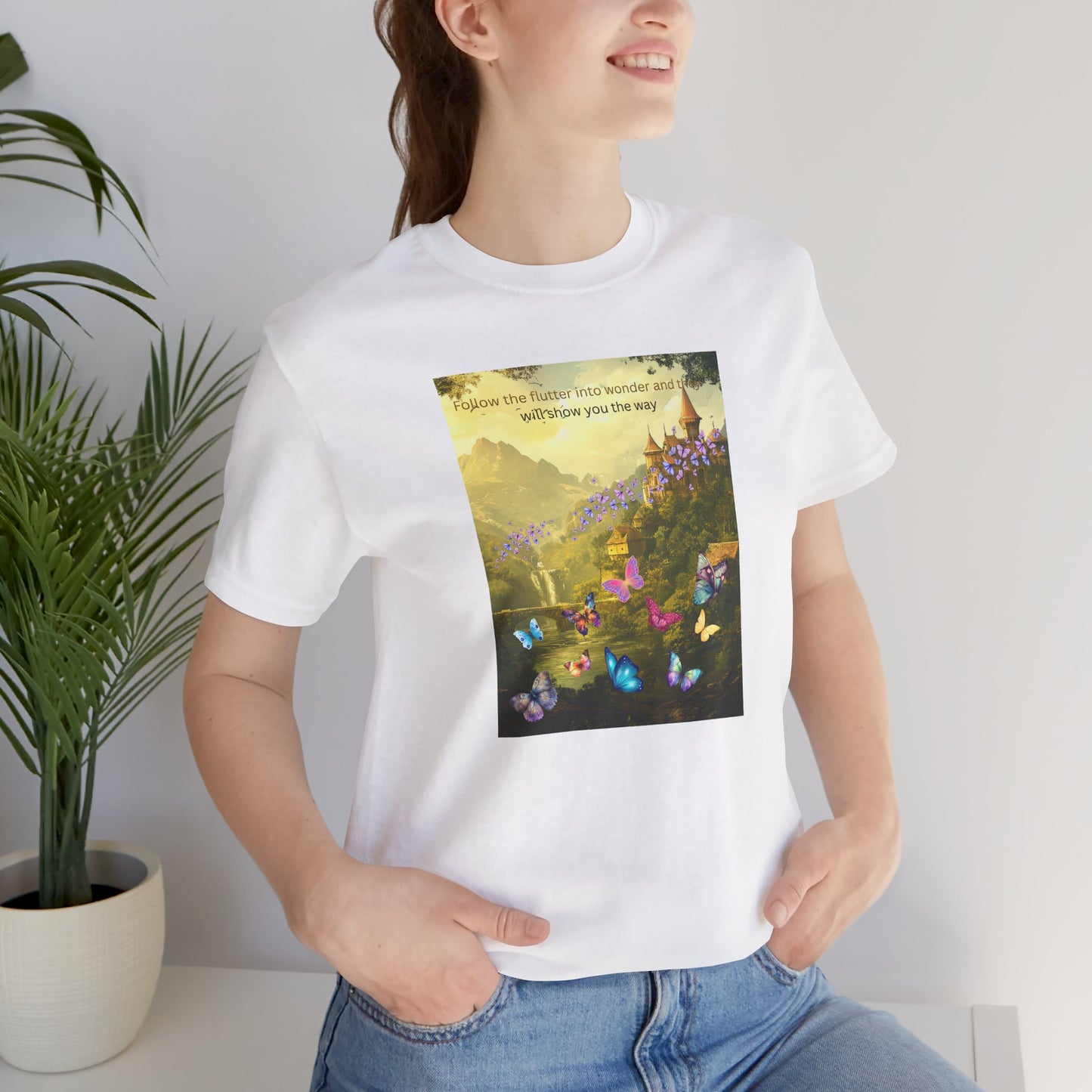 Inspirational Butterfly Tee — "Follow the Path You Were Meant to Walk" Scenic Graphic Shirt