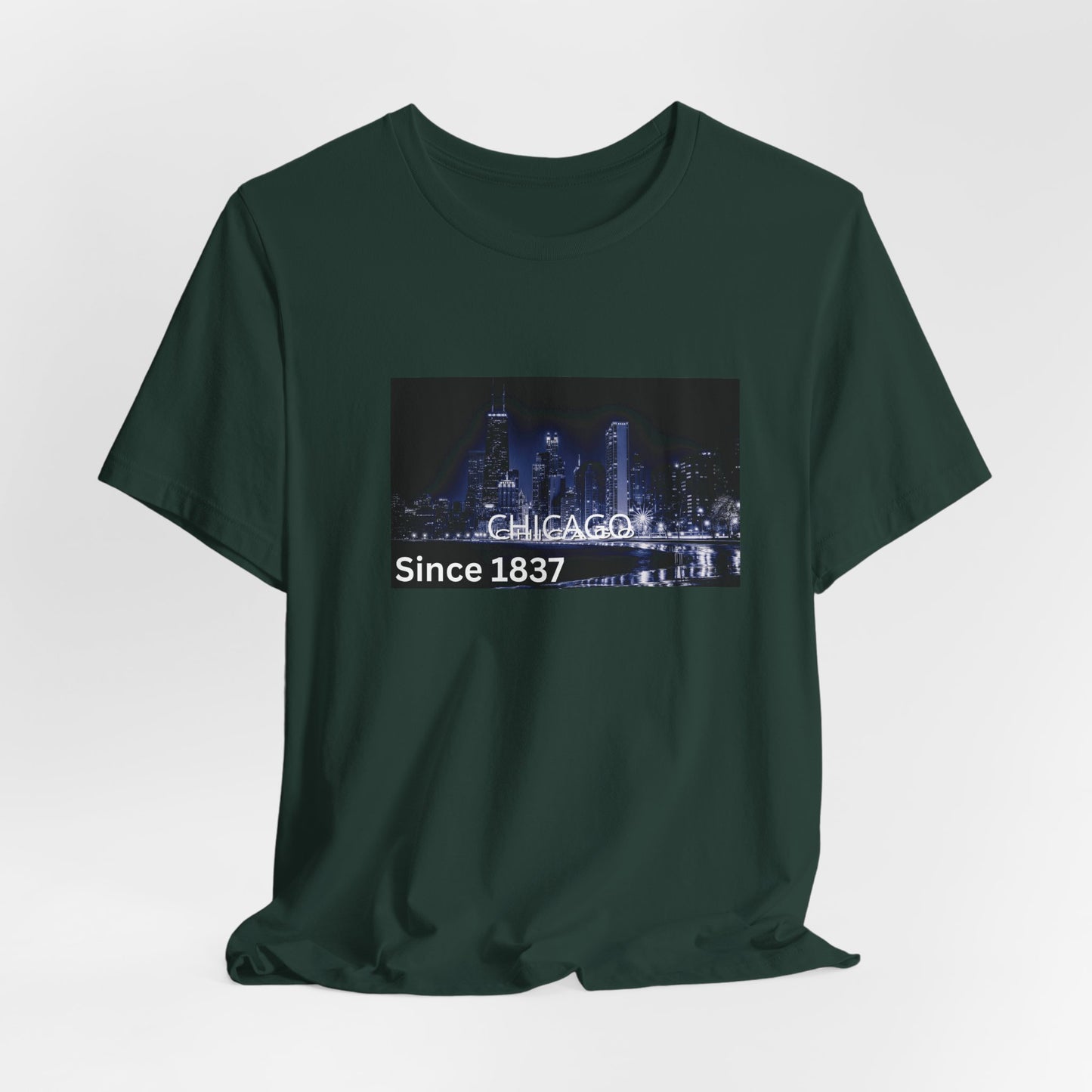Chicago Skyline T-Shirt — "CHICAGO Since 1837" Nightscape Tee