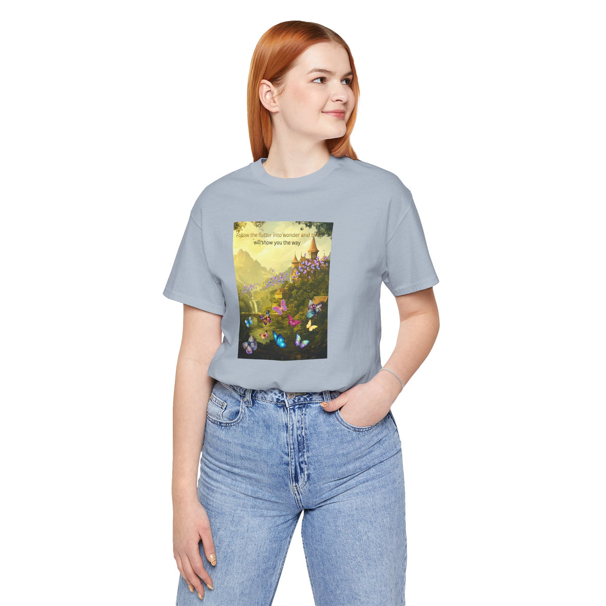 Inspirational Butterfly Tee — "Follow the Path You Were Meant to Walk" Scenic Graphic Shirt