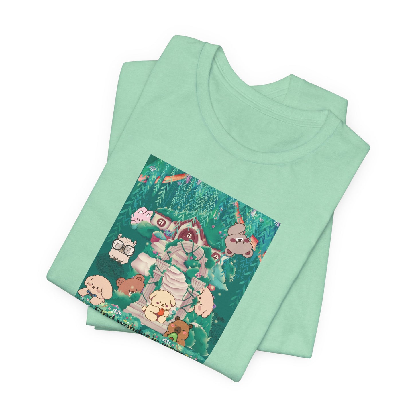 T-Shirt — 'Find Wonder in Every Whisper of the Woods' Cute Forest Animals Graphic Tee