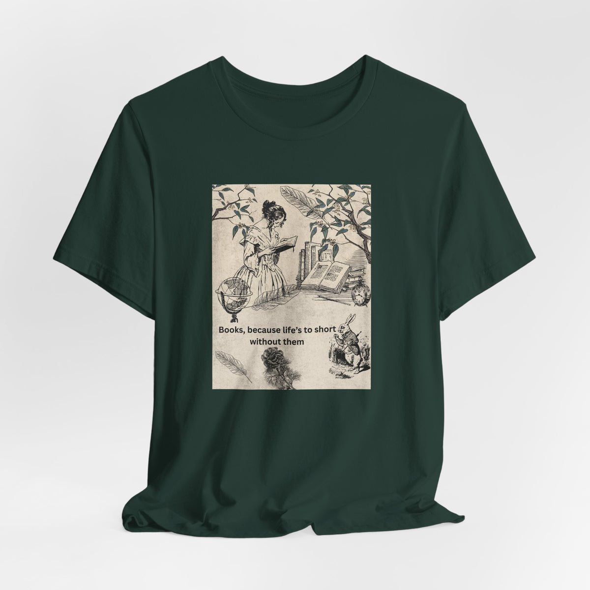 Vintage Reading Tee — "Books, because life’s too short without them"