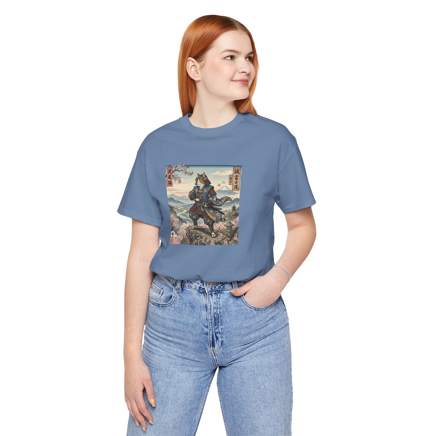 Samurai Cat Graphic Tee — Japanese Ukiyo-e Inspired Anime T-Shirt