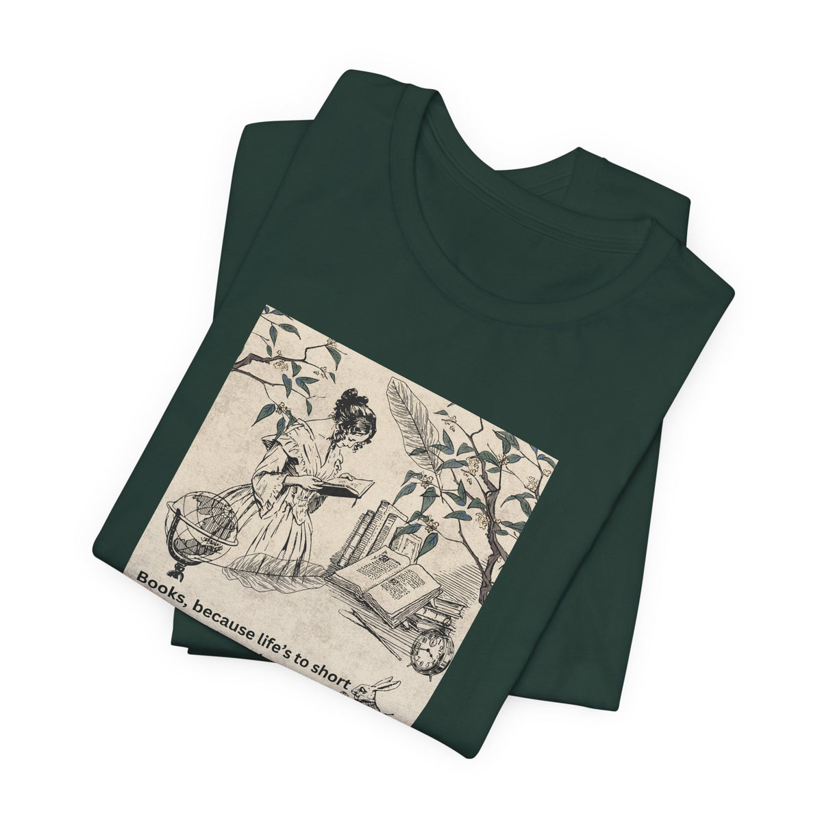 Vintage Reading Tee — "Books, because life’s too short without them"