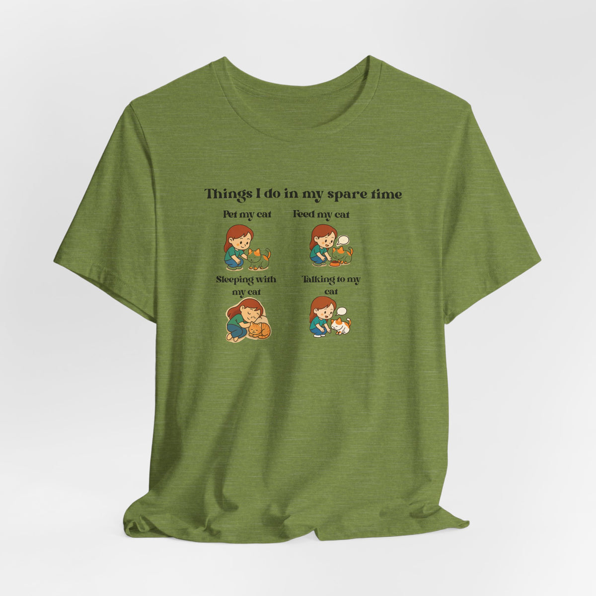 Cat Lover T-Shirt - "Things I Do In My Spare Time" Cute Cat Activities Tee
