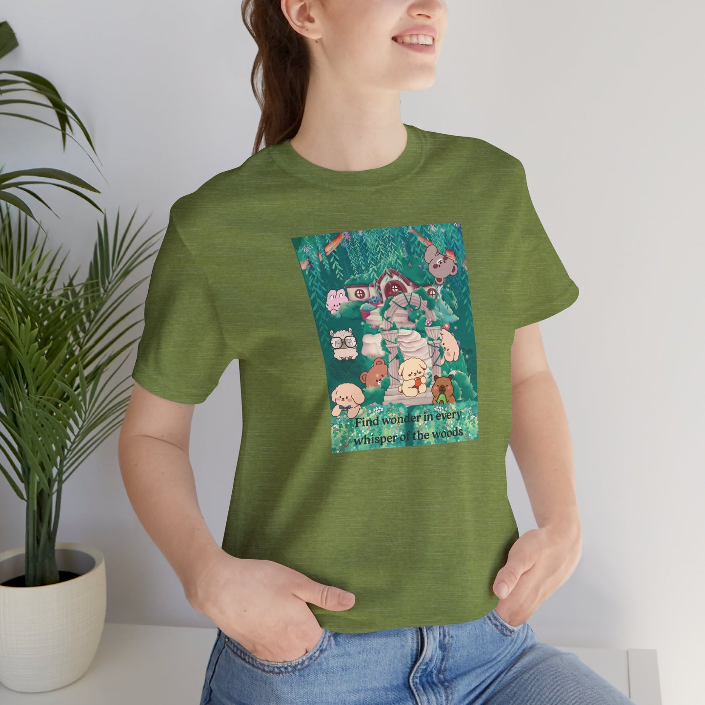 T-Shirt — 'Find Wonder in Every Whisper of the Woods' Cute Forest Animals Graphic Tee