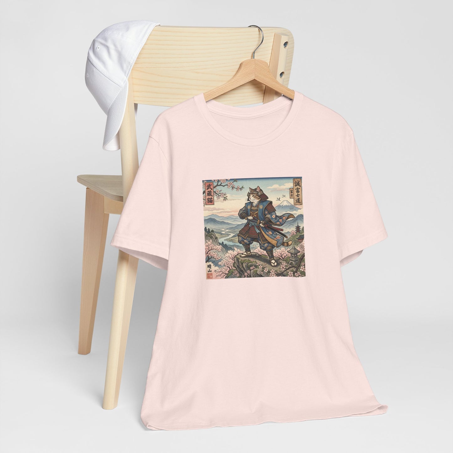 Samurai Cat Graphic Tee — Japanese Ukiyo-e Inspired Anime T-Shirt