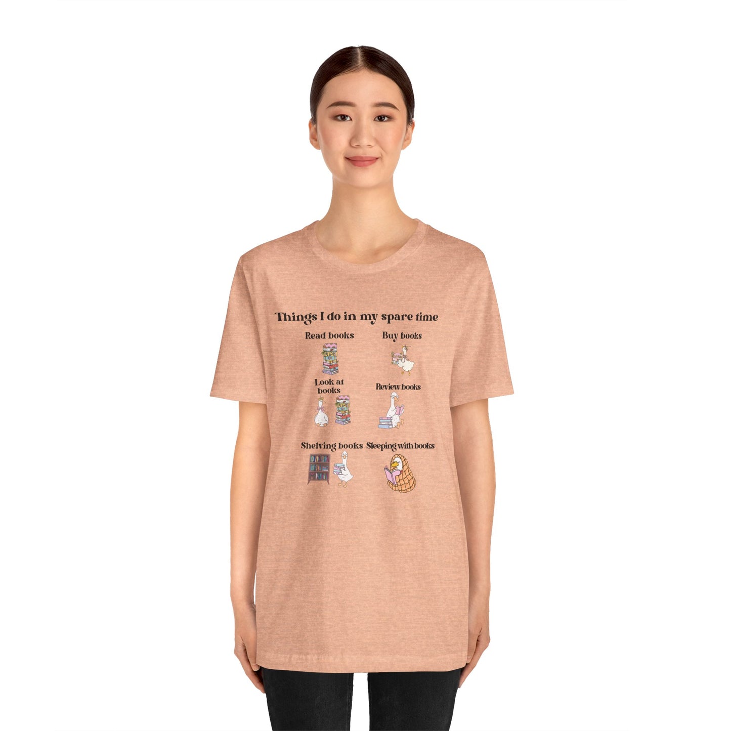 Book Lover T‑Shirt — "Things I Do in My Spare Time" Illustrated Reading Checklist