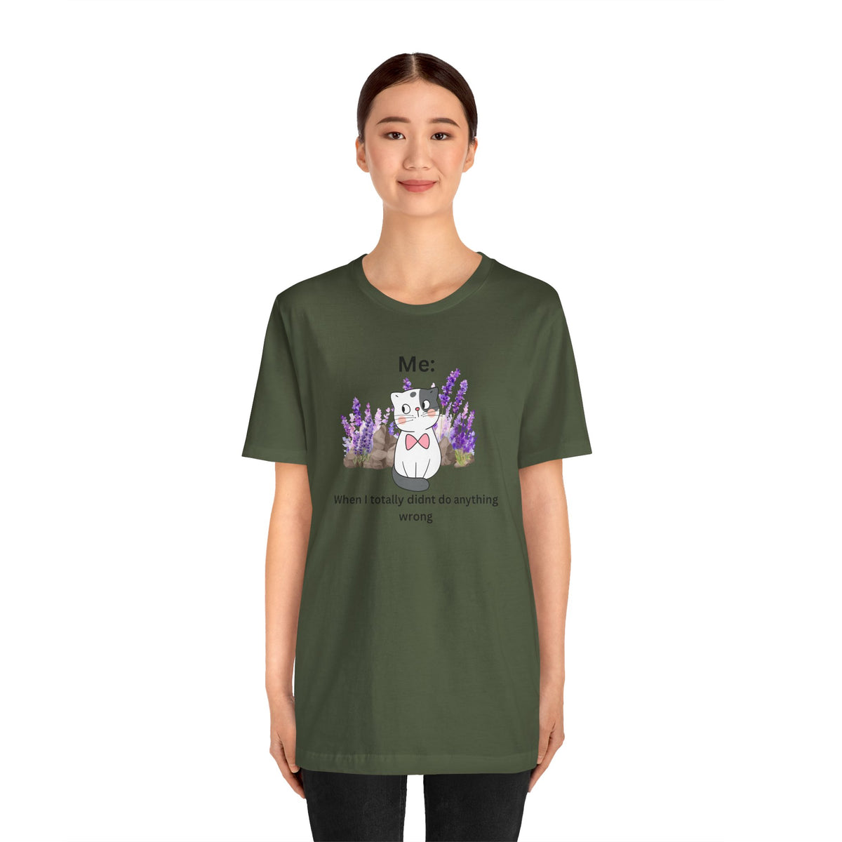 Cute Cat Tee — “Me: When I totally didn’t do anything wrong” Graphic T-Shirt