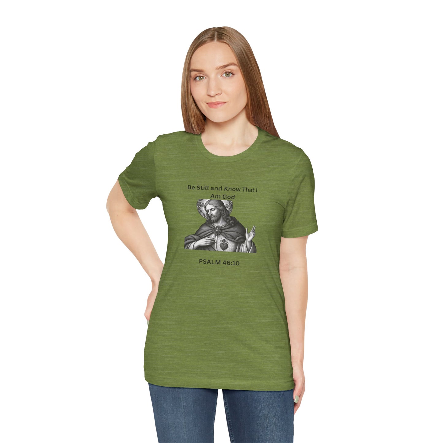 Religious T-Shirt — "Be Still and Know That I Am God" Psalm 46:10 Black and White Graphic Tee