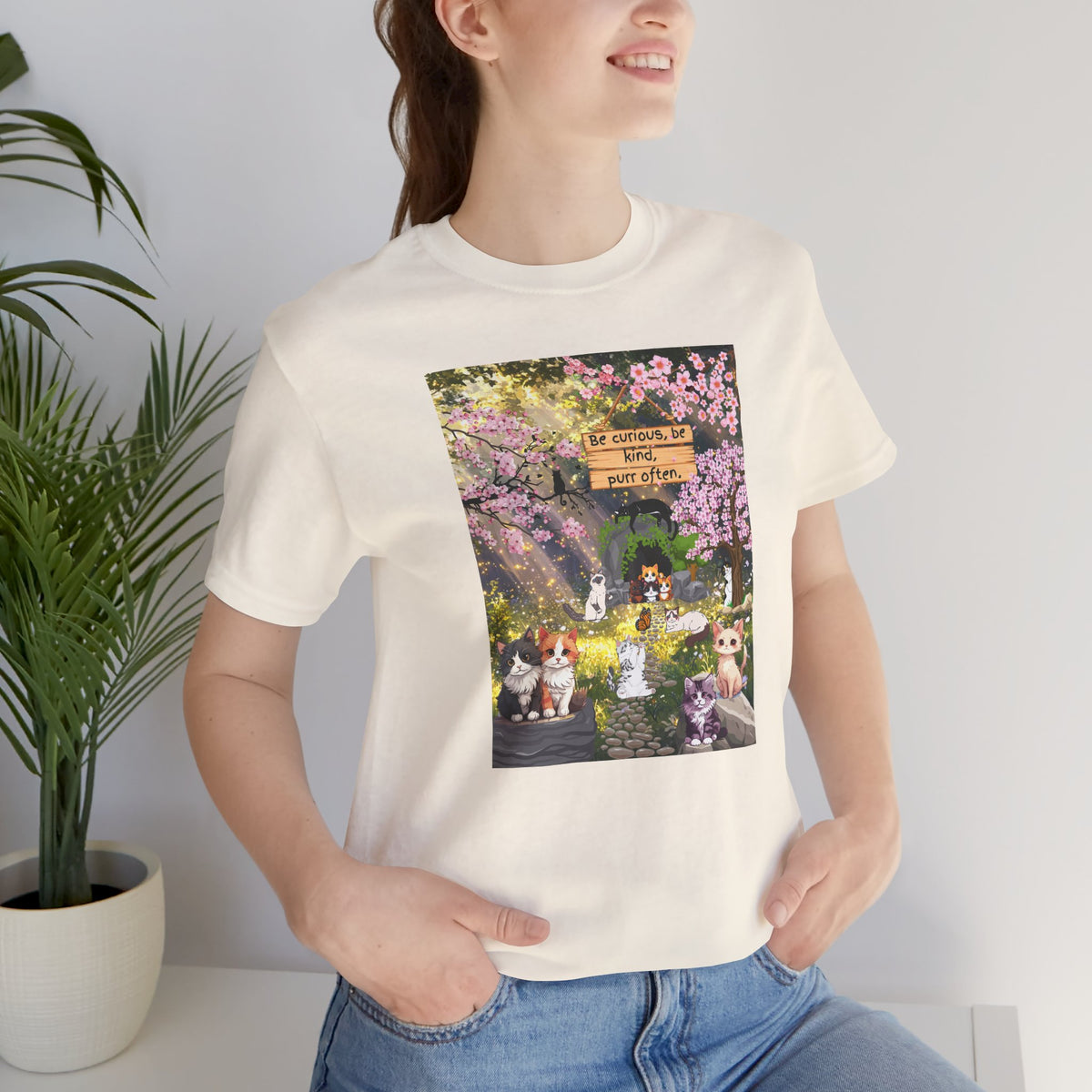 T-Shirt — Spring Dog Park Scene with 'Be Curious Not Critical' Quote