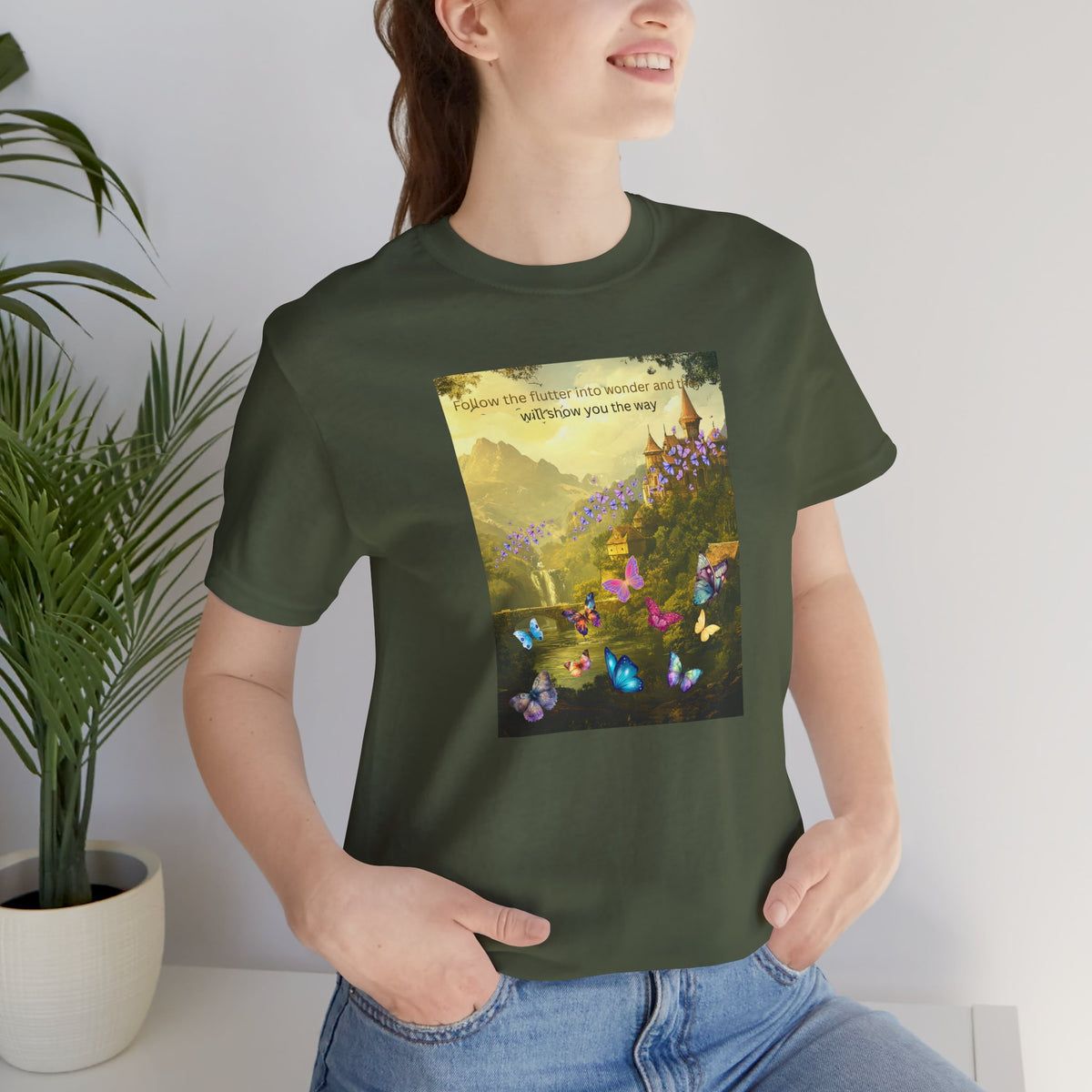 Inspirational Butterfly Tee — "Follow the Path You Were Meant to Walk" Scenic Graphic Shirt