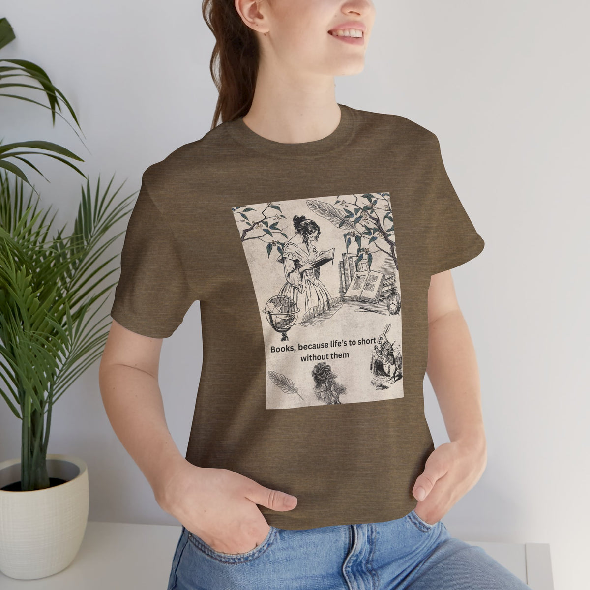 Vintage Reading Tee — "Books, because life’s too short without them"