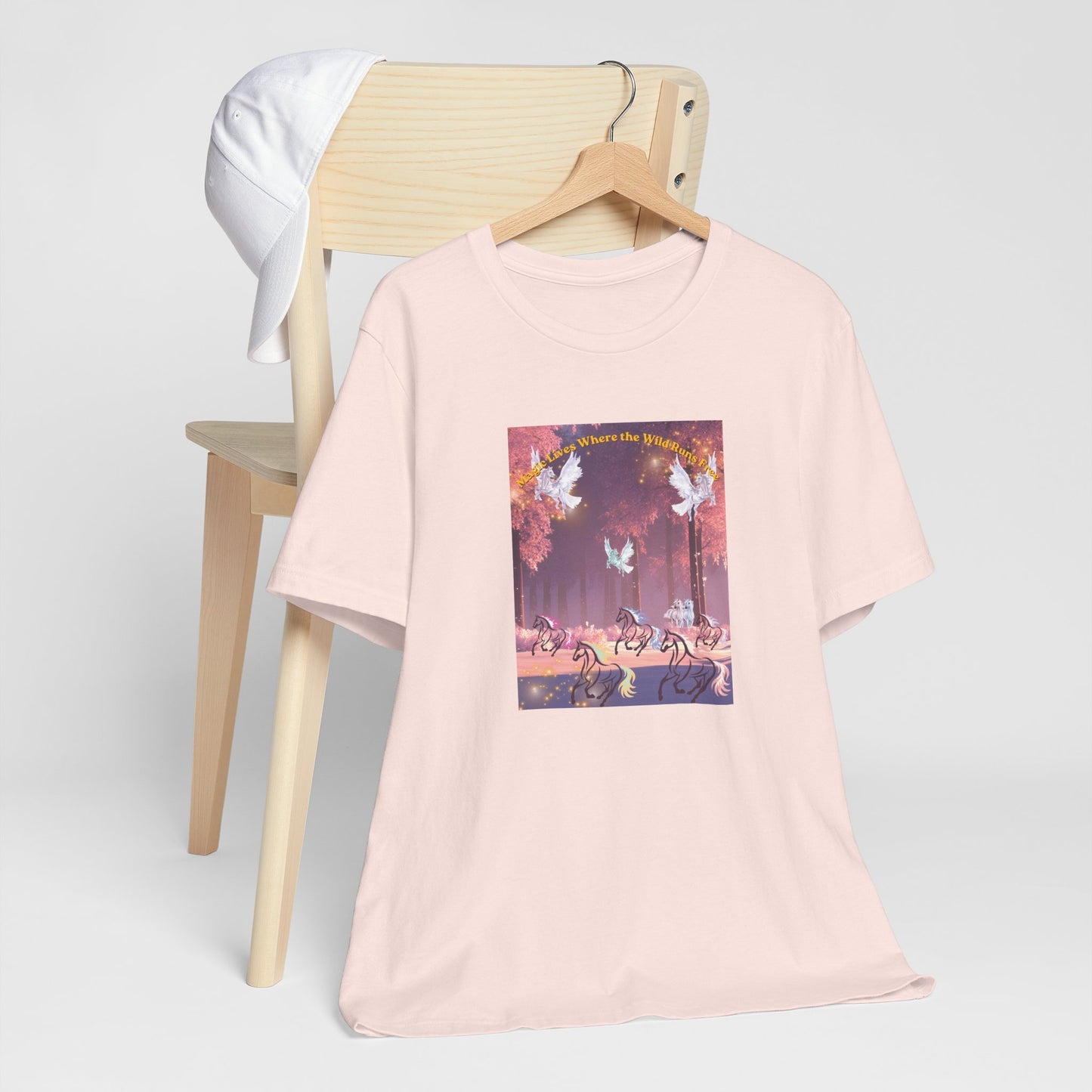 Pegasus & Horses Graphic Tee – "Magic Lies Where the Wild Run Free" Mystical T-Shirt