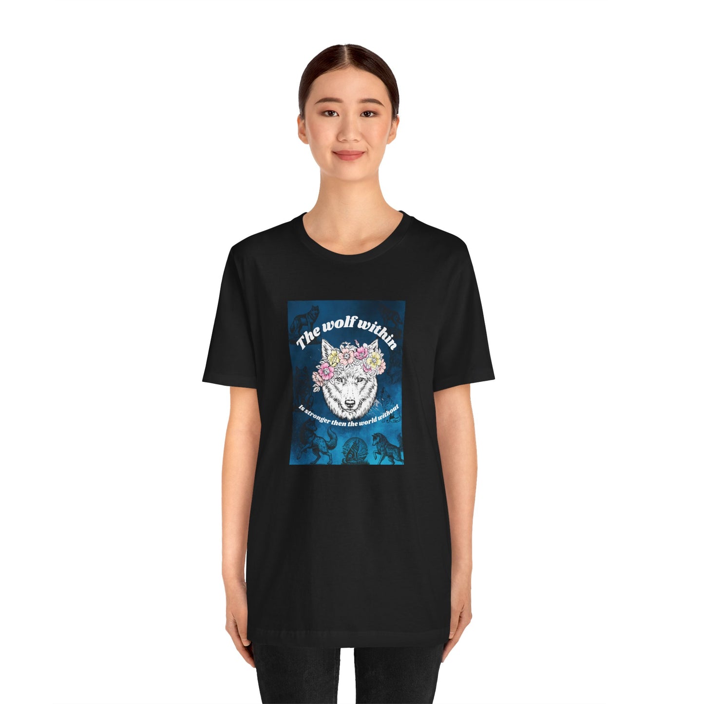 Wolf Within T‑Shirt — 'The wolf within' Floral Wolf Graphic Tee
