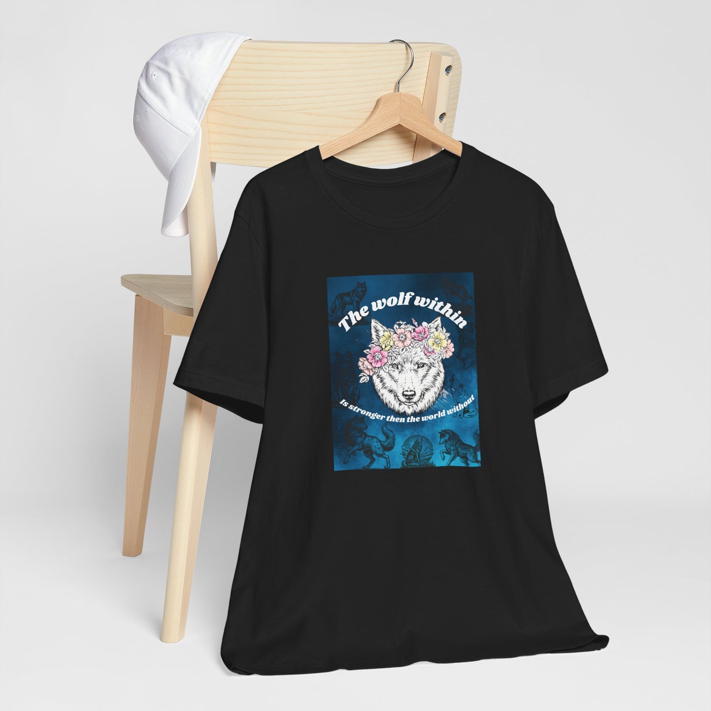 Wolf Within T‑Shirt — 'The wolf within' Floral Wolf Graphic Tee