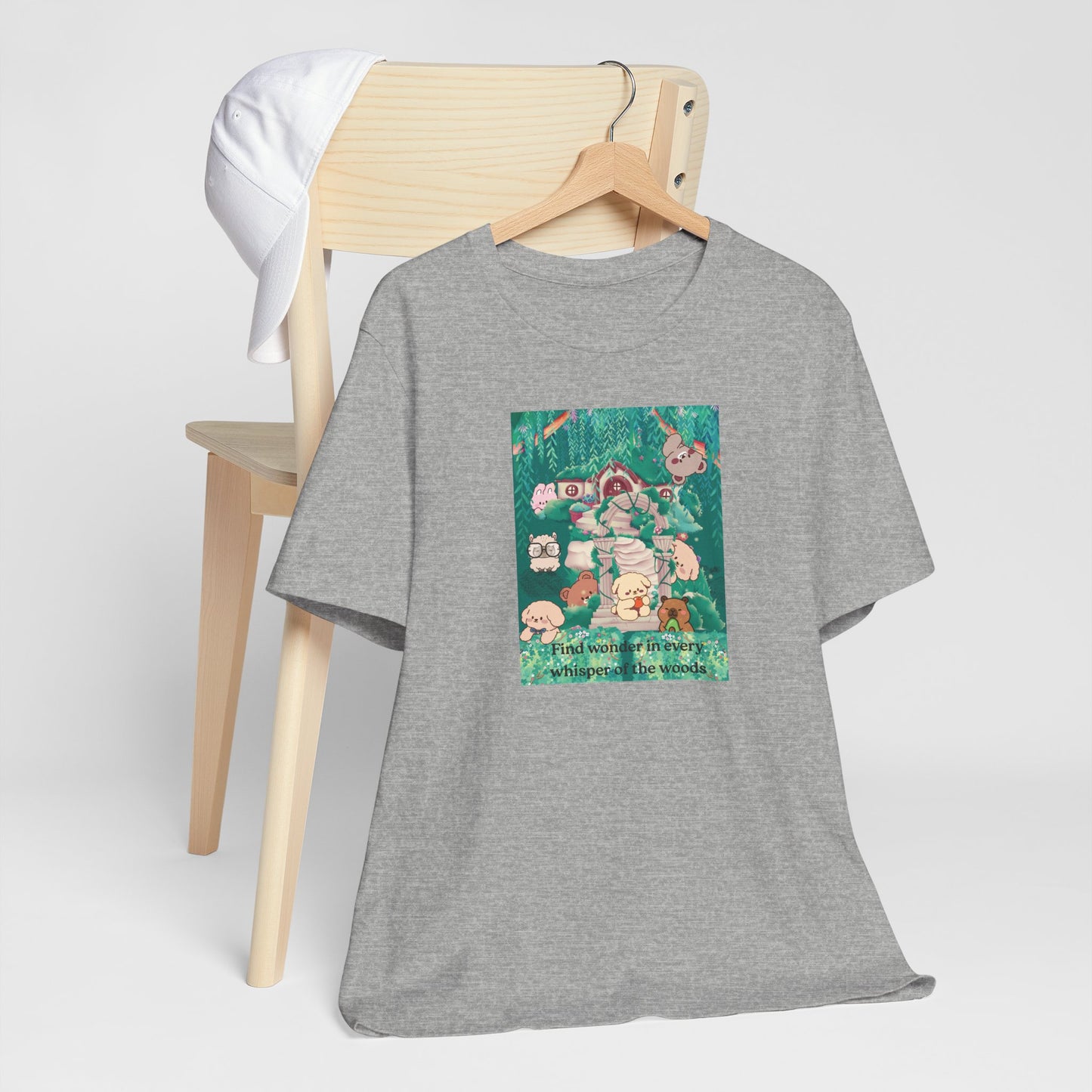 T-Shirt — 'Find Wonder in Every Whisper of the Woods' Cute Forest Animals Graphic Tee