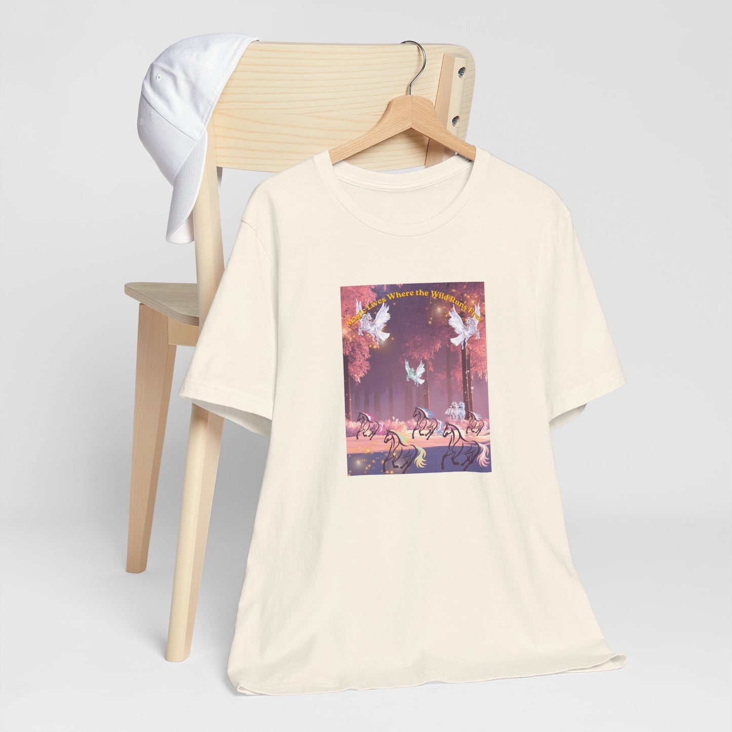 Pegasus & Horses Graphic Tee – "Magic Lies Where the Wild Run Free" Mystical T-Shirt