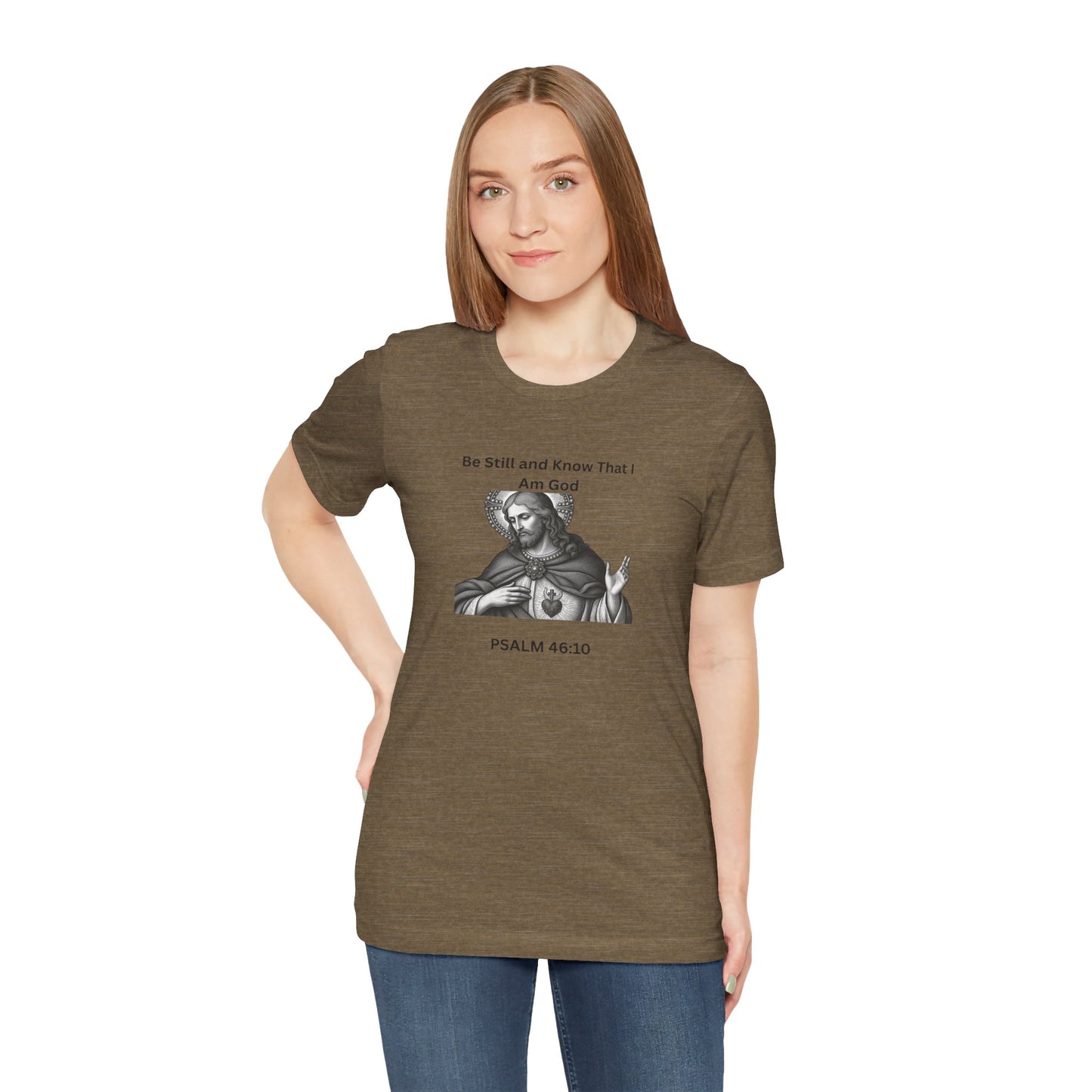 Religious T-Shirt — "Be Still and Know That I Am God" Psalm 46:10 Black and White Graphic Tee