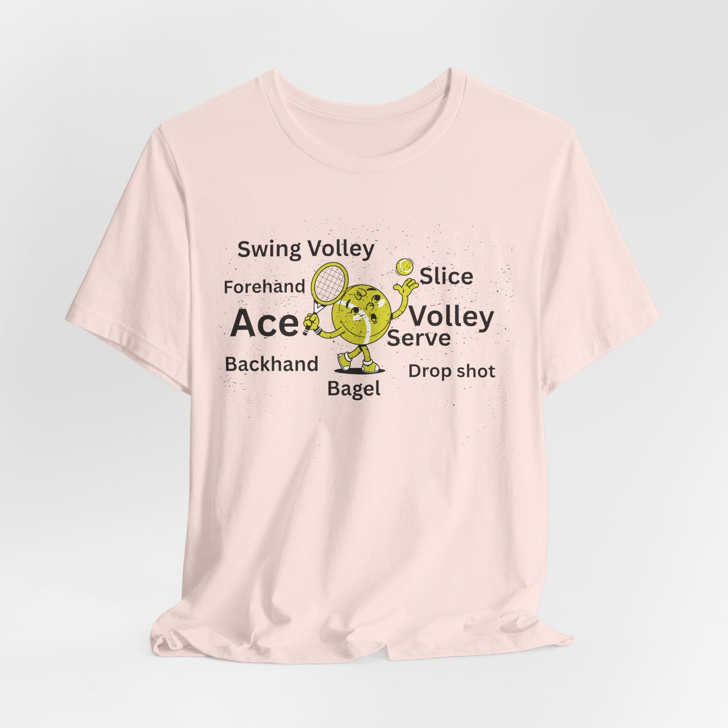 Tennis Ace Graphic Tee — Cute Tennis Ball Illustration with Terms (Ace, Volley, Serve)