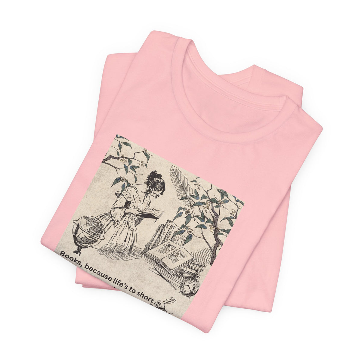 Vintage Reading Tee — "Books, because life’s too short without them"