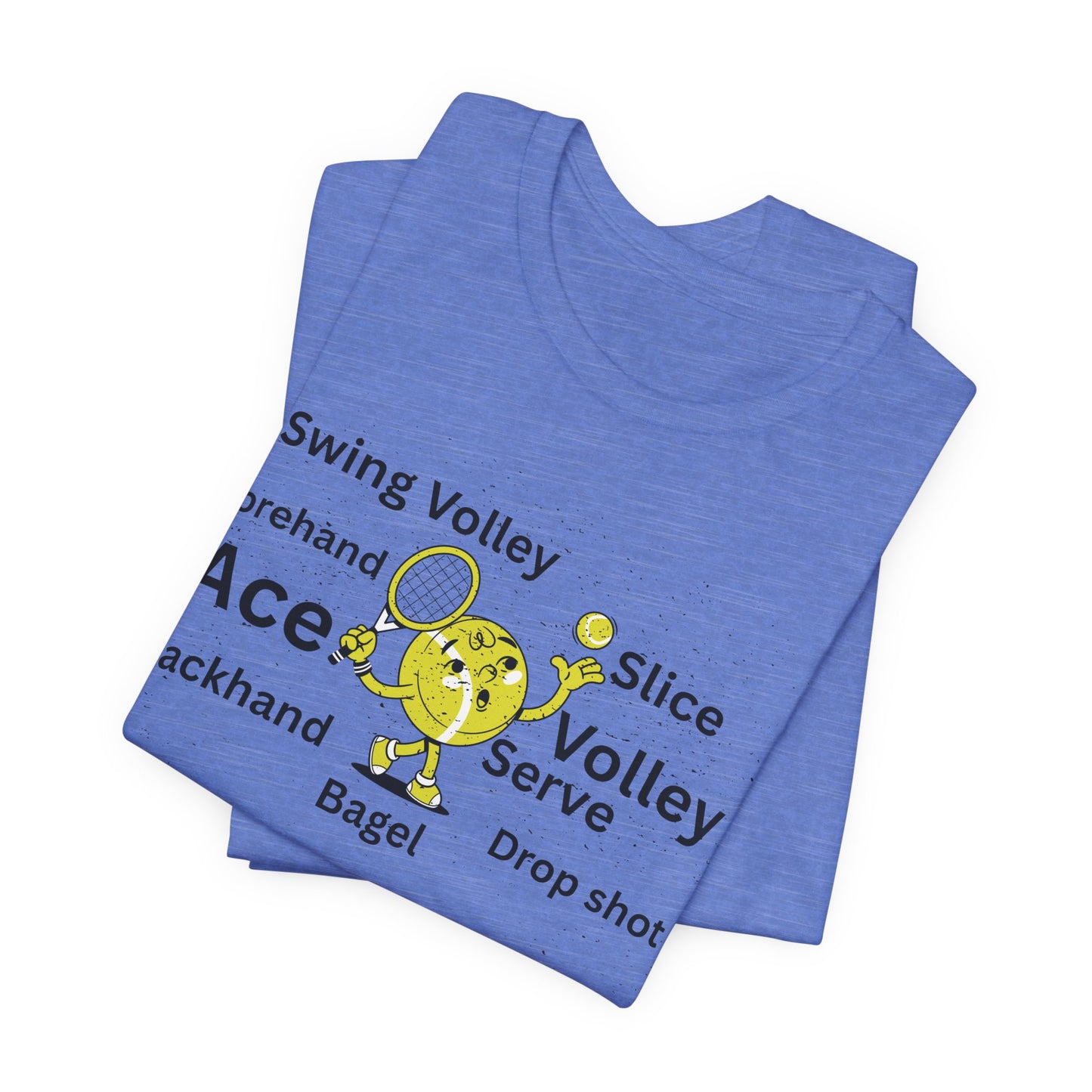 Tennis Ace Graphic Tee — Cute Tennis Ball Illustration with Terms (Ace, Volley, Serve)