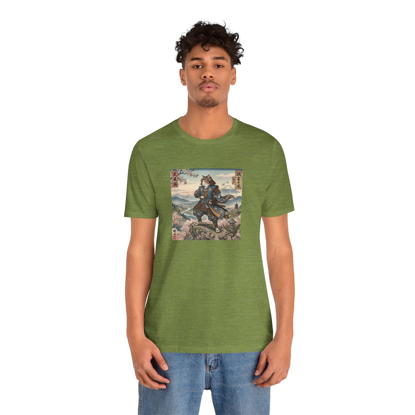 Samurai Cat Graphic Tee — Japanese Ukiyo-e Inspired Anime T-Shirt