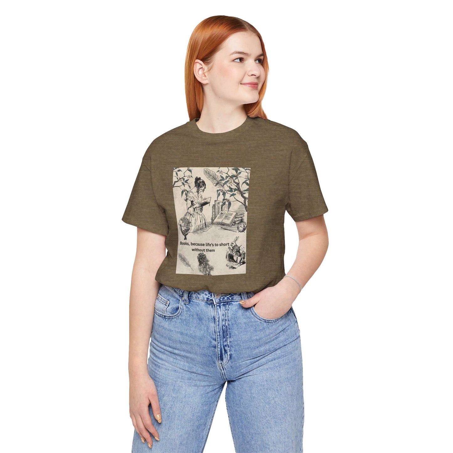 Vintage Reading Tee — "Books, because life’s too short without them"