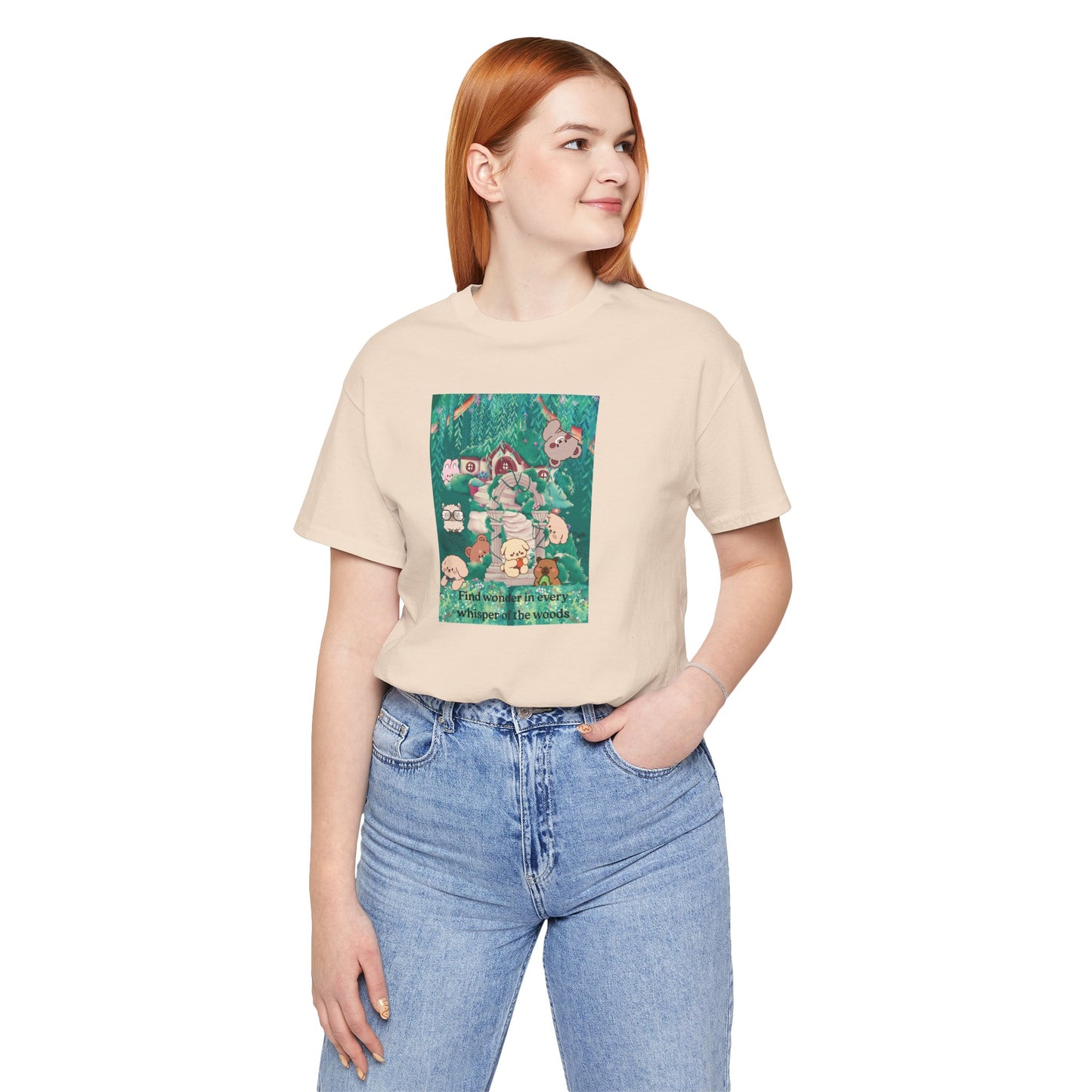 T-Shirt — 'Find Wonder in Every Whisper of the Woods' Cute Forest Animals Graphic Tee
