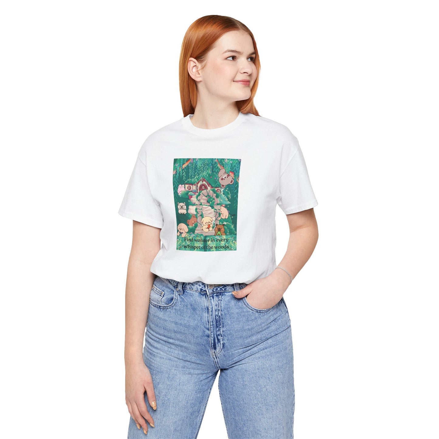 T-Shirt — 'Find Wonder in Every Whisper of the Woods' Cute Forest Animals Graphic Tee