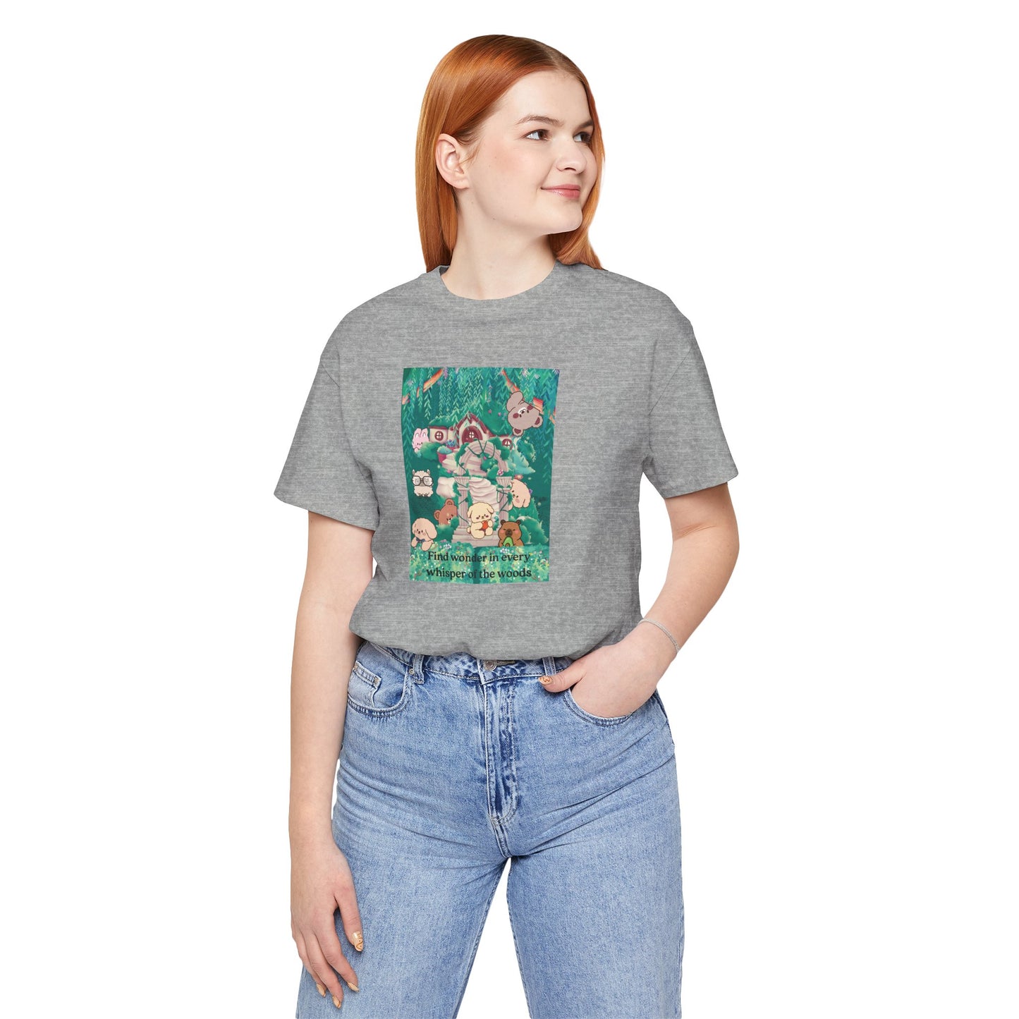 T-Shirt — 'Find Wonder in Every Whisper of the Woods' Cute Forest Animals Graphic Tee