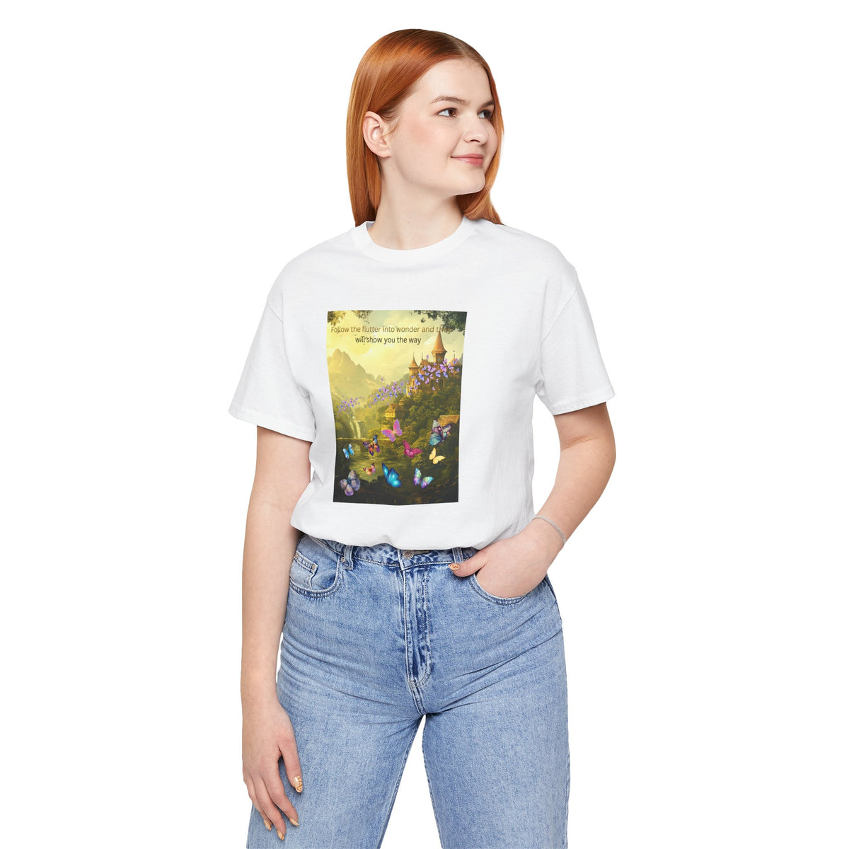 Inspirational Butterfly Tee — "Follow the Path You Were Meant to Walk" Scenic Graphic Shirt