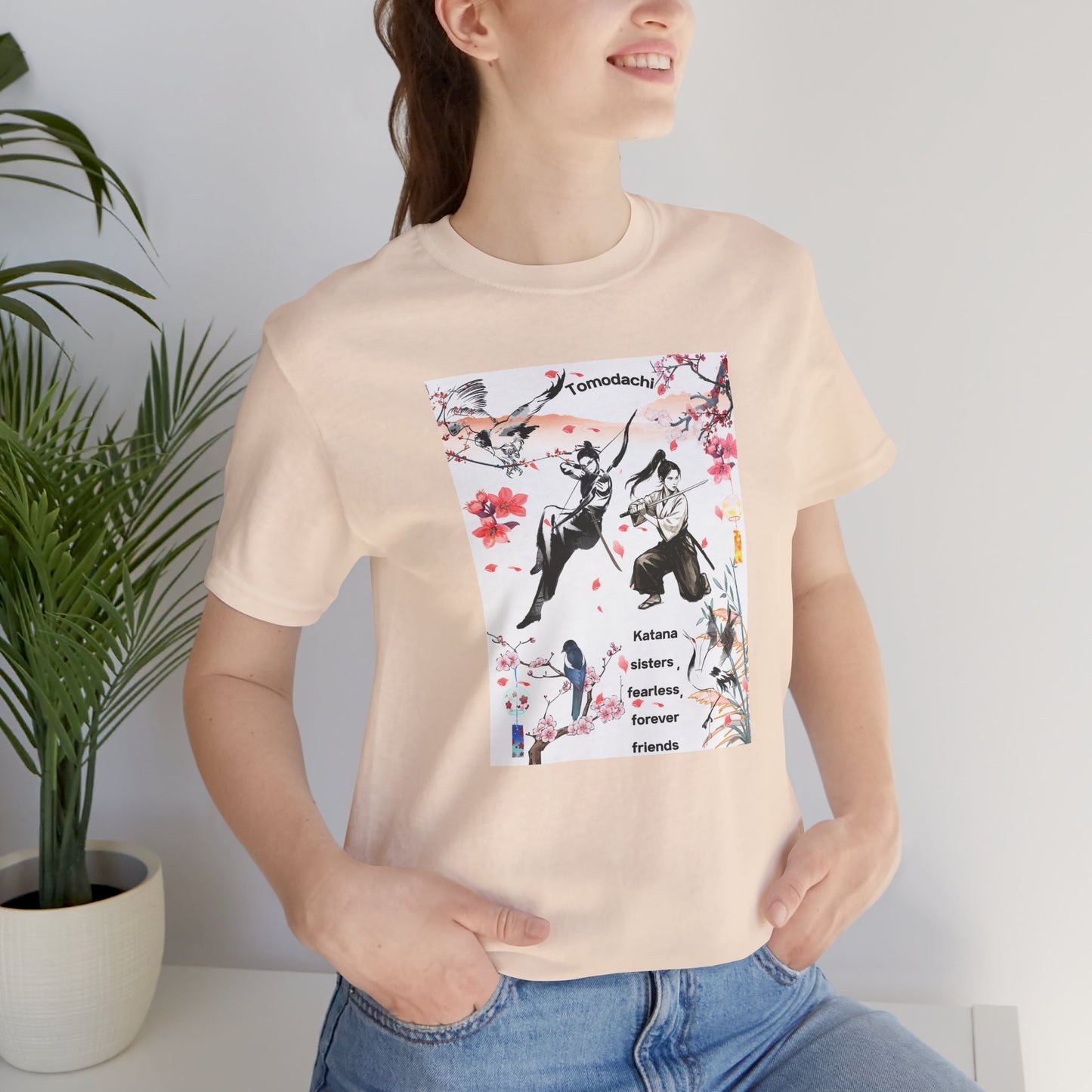 Samurai Cherry Blossom Tee — Katana Warriors Floral Graphic Shirt