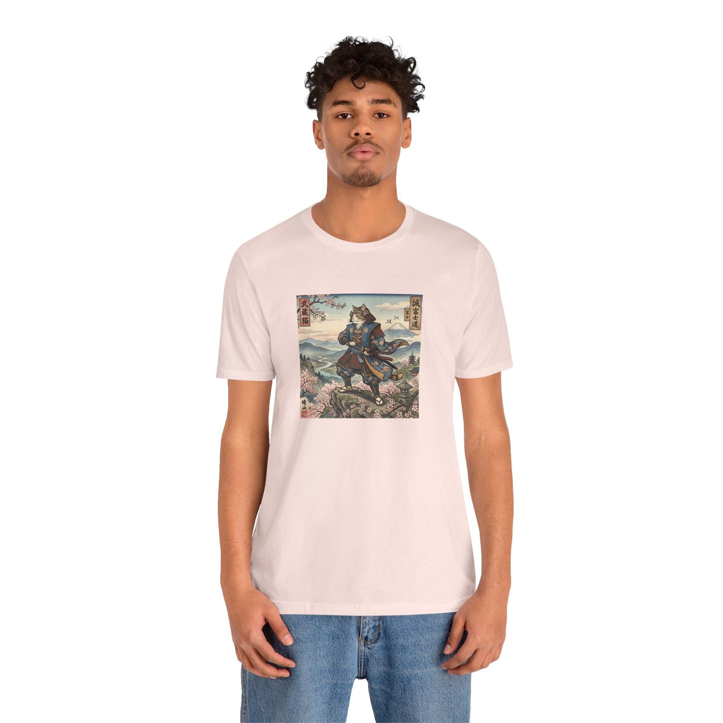 Samurai Cat Graphic Tee — Japanese Ukiyo-e Inspired Anime T-Shirt